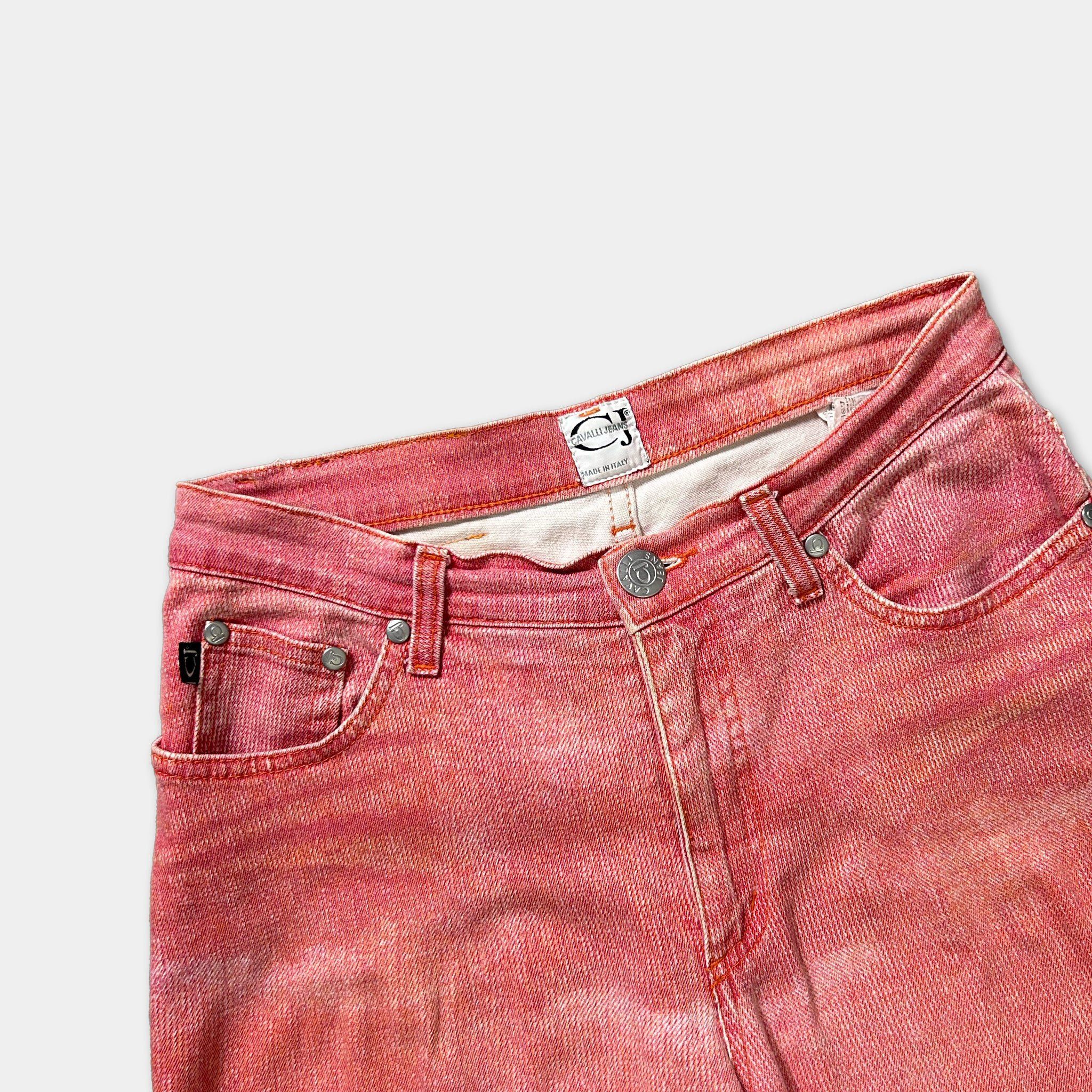 Roberto Cavalli Cavalli Jeans 2000's Pink Orange Gradient Denim Jeans Size US 29 - 2 Thumbnail