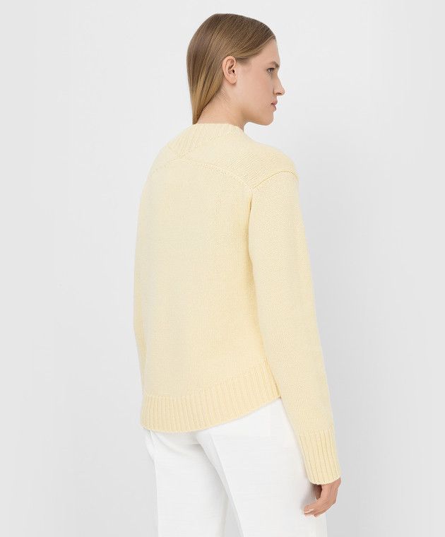 Jil Sander o1y1025 Cashmere Blend Sweater in Pastel Yellow Size XS / US 0-2 / IT 36-38 - 4 Thumbnail