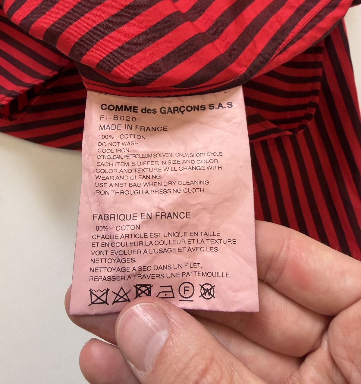 Comme des Garcons Over Dyed Red/Black Striped Shirt Size US S / EU 44-46 / 1 - 10 Thumbnail