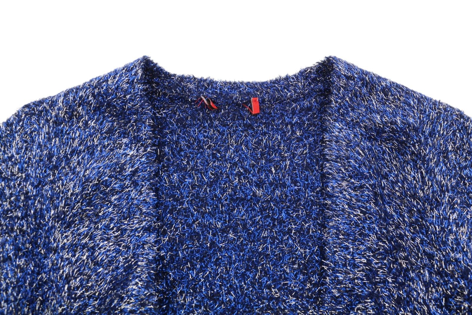 MAX&Co. M Blue Glitter Metallic Fuzzy Knit Cardigan Jumper 88676 Size M / US 6-8 / IT 42-44 - 5 Thumbnail