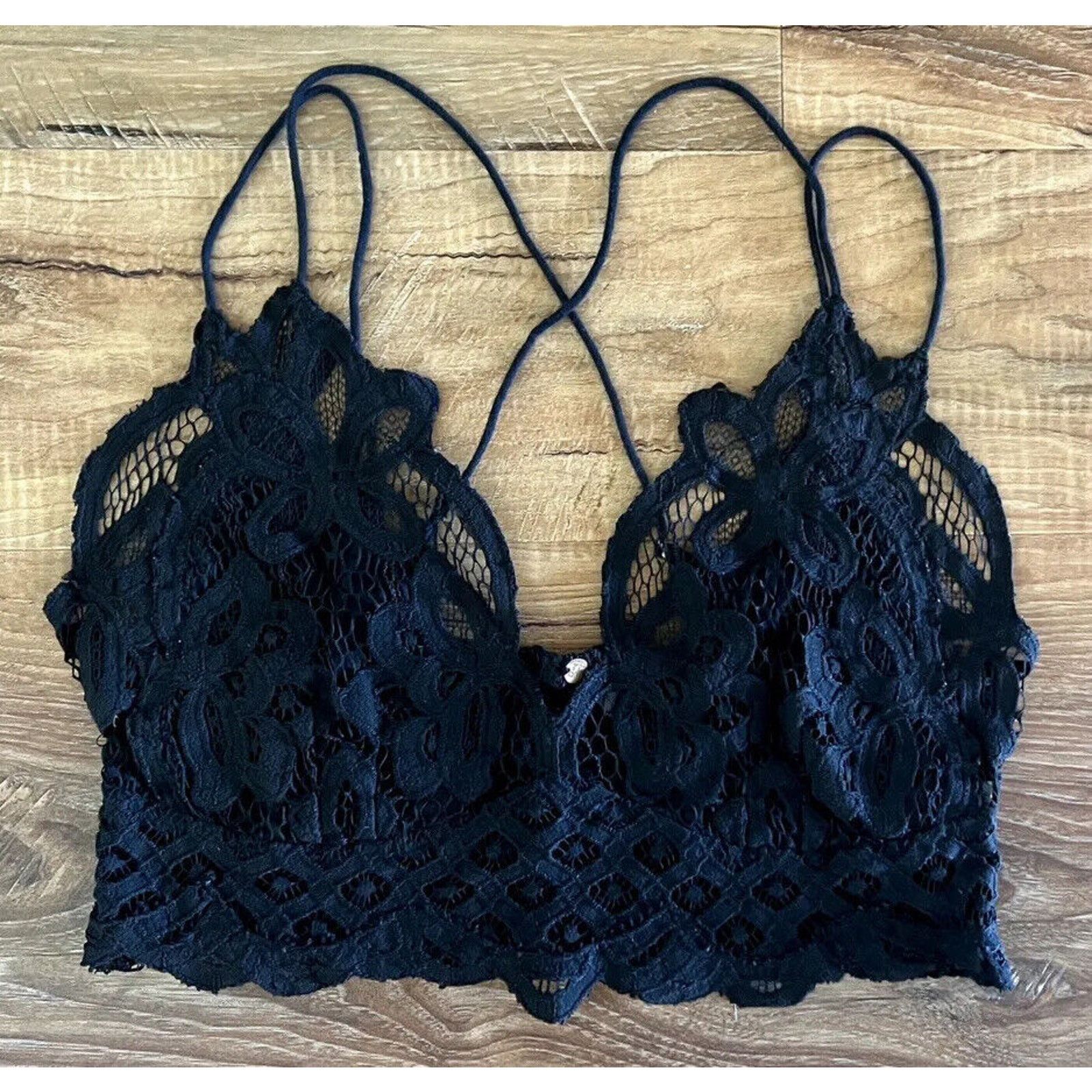 Free People Free People FP One Adella Lace Elastic Black Bralette EUC Size XS / US 0-2 / IT 36-38 - 2 Thumbnail