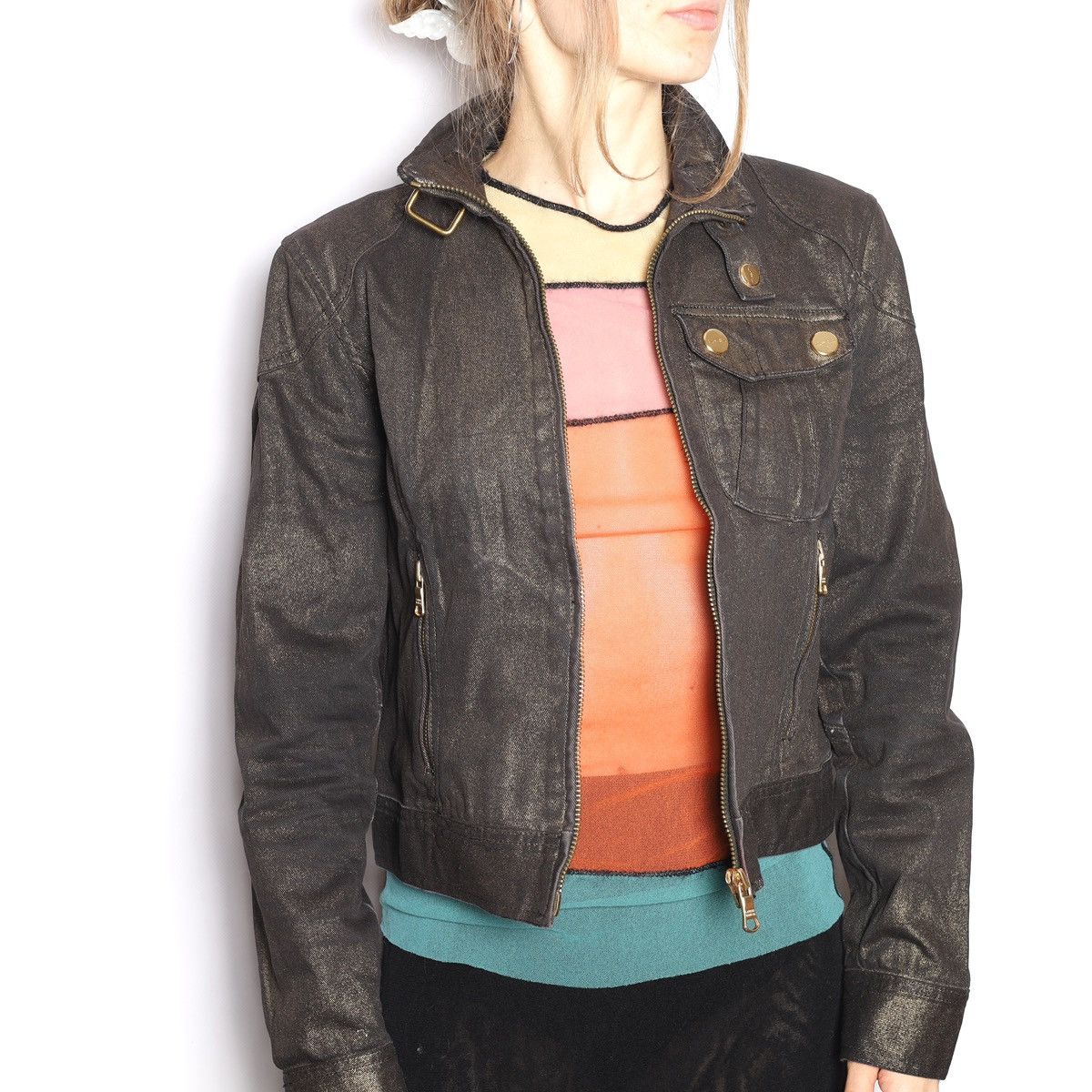 Ralph Lauren Ralph Lauren Jeans Co Bronze Brown Glitter jacket Biker Crop Size XS / US 0-2 / IT 36-38 - 1 Thumbnail