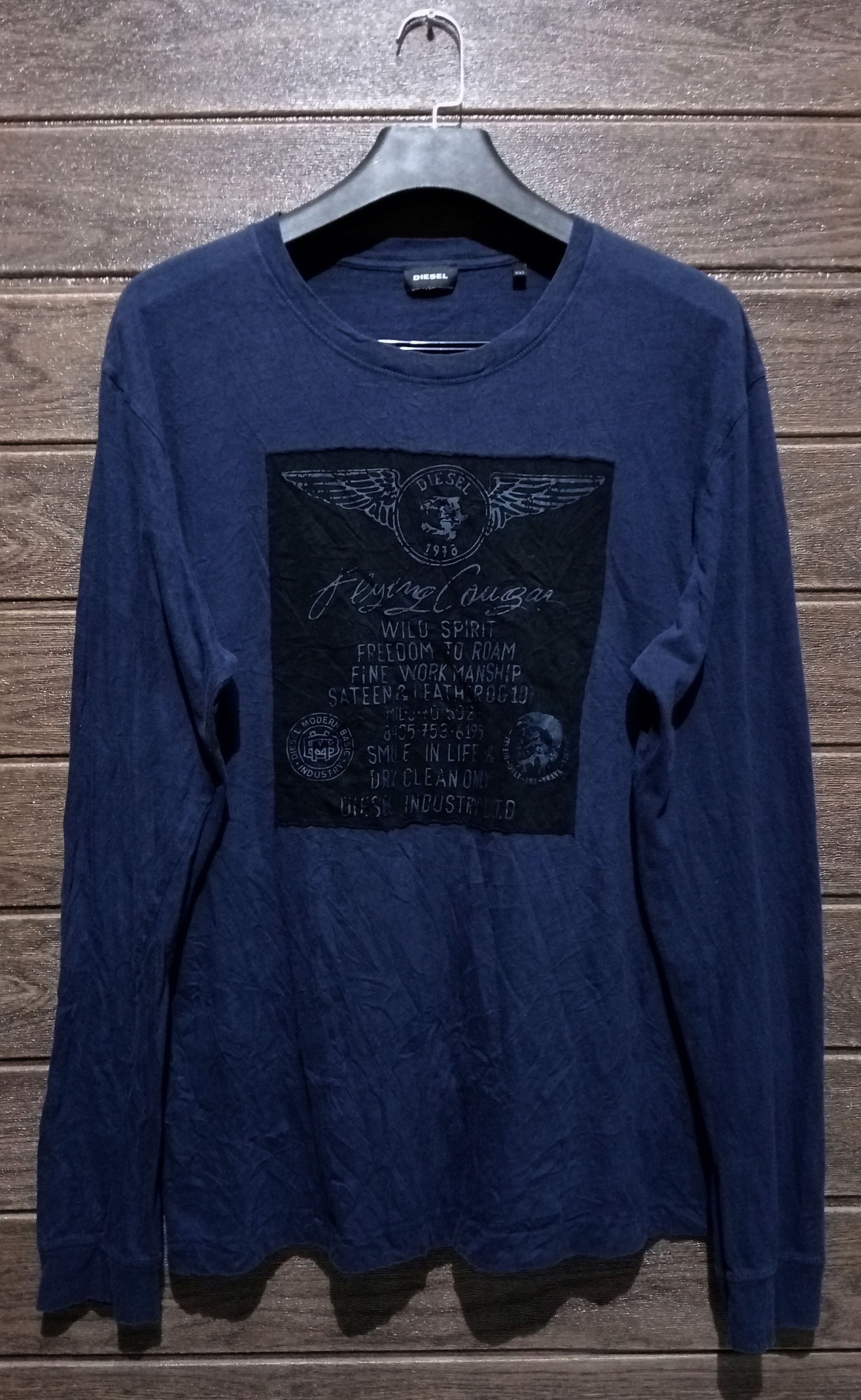 Diesel Vintage Diesel Flying Cougar Long Sleeve Tshirt Size US XXL / EU 58 / 5 - 1 Thumbnail