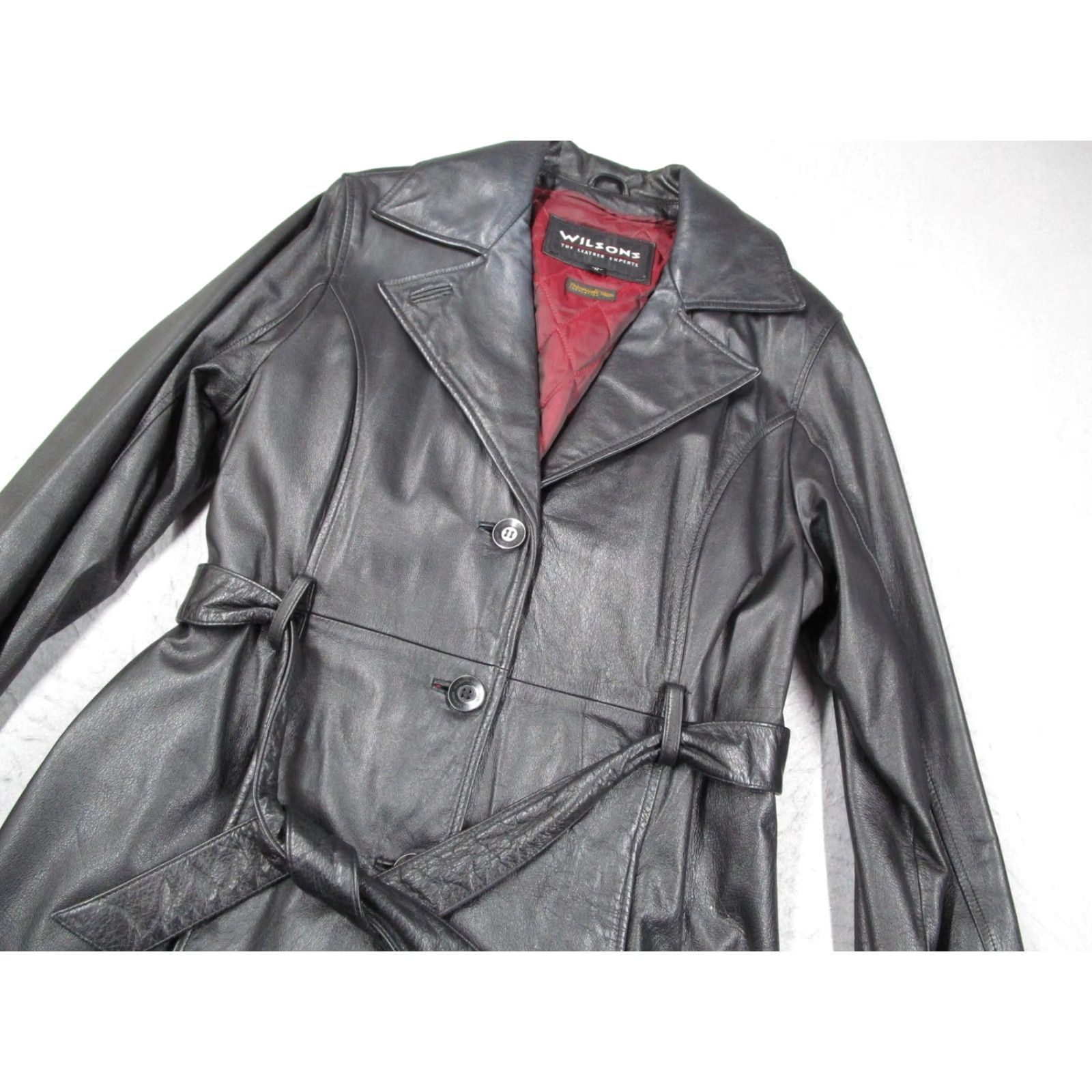 Vintage VINTAGE Wilsons Leather Coat Women Medium Black Belted Trench X0 Thinsulate Coat Size M / US 6-8 / IT 42-44 - 2 Thumbnail