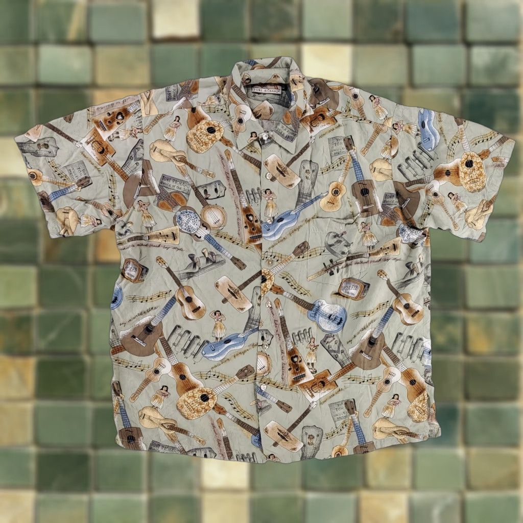 Tori Richard Tori Richard Button-Up Hawaiian Shirt Short Sleeve Made USA Ukulele Mens XXL Multicolor Hawaiian Shirt Mens 2XL Size US XXL / EU 58 / 5 - 1 Thumbnail