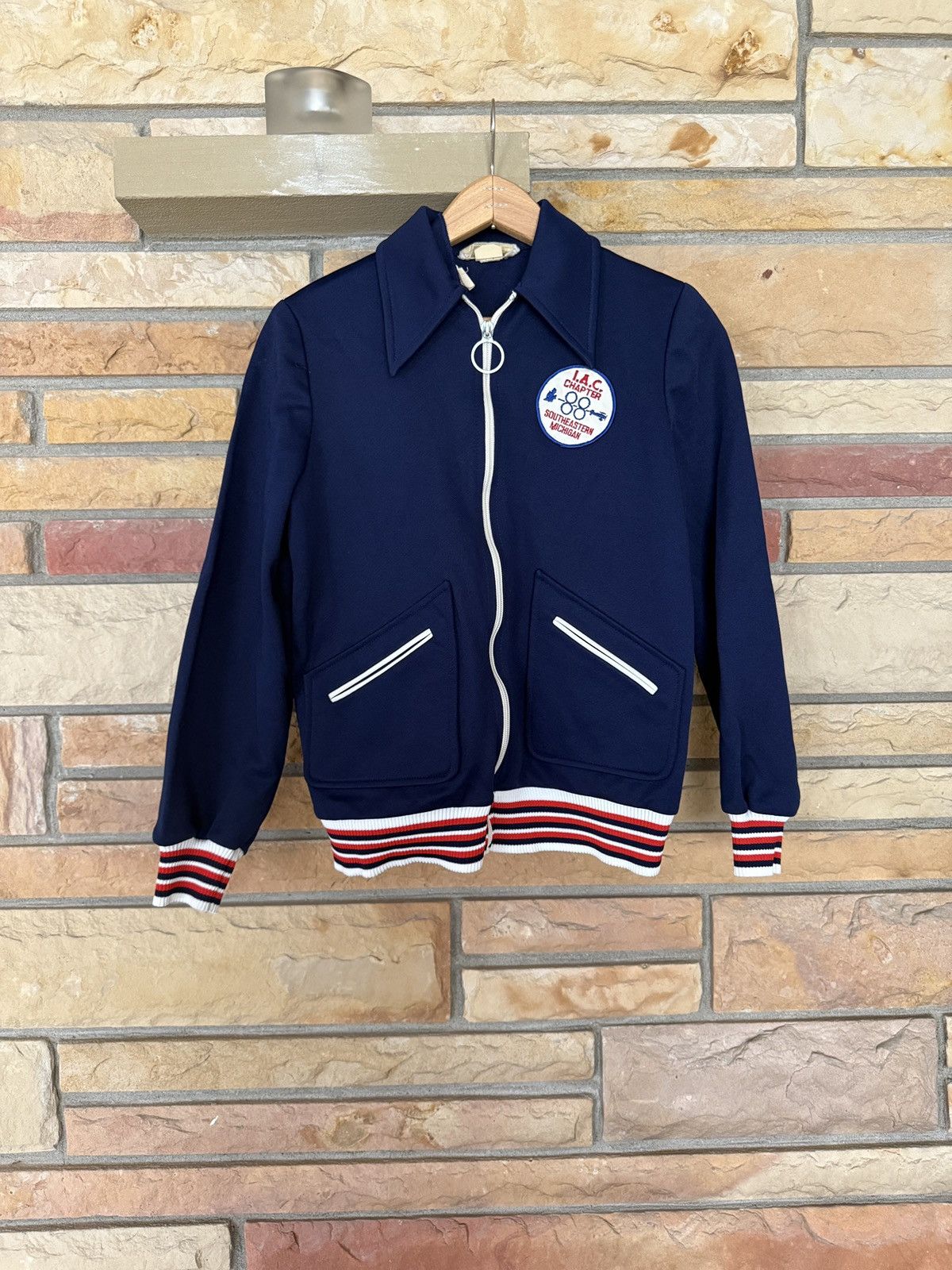 Vintage Vintage 80s Michigan IAC Zip Up Pointed Collar Track Jacket Size US XS / EU 42 / 0 - 1 Thumbnail