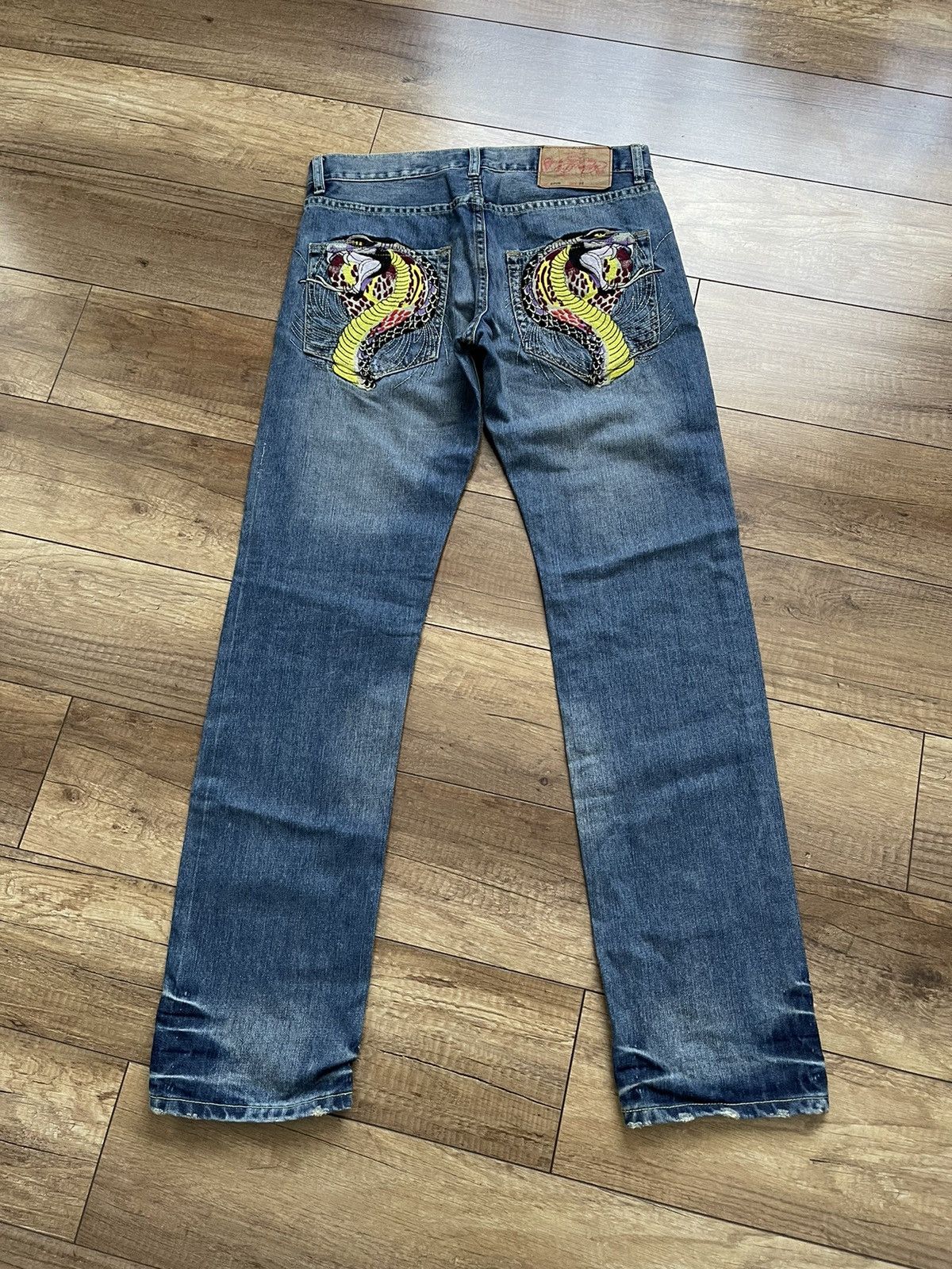 image of Ed Hardy Vintage Snakes Denim Washed Jeans 90S, Men's (Size 32)