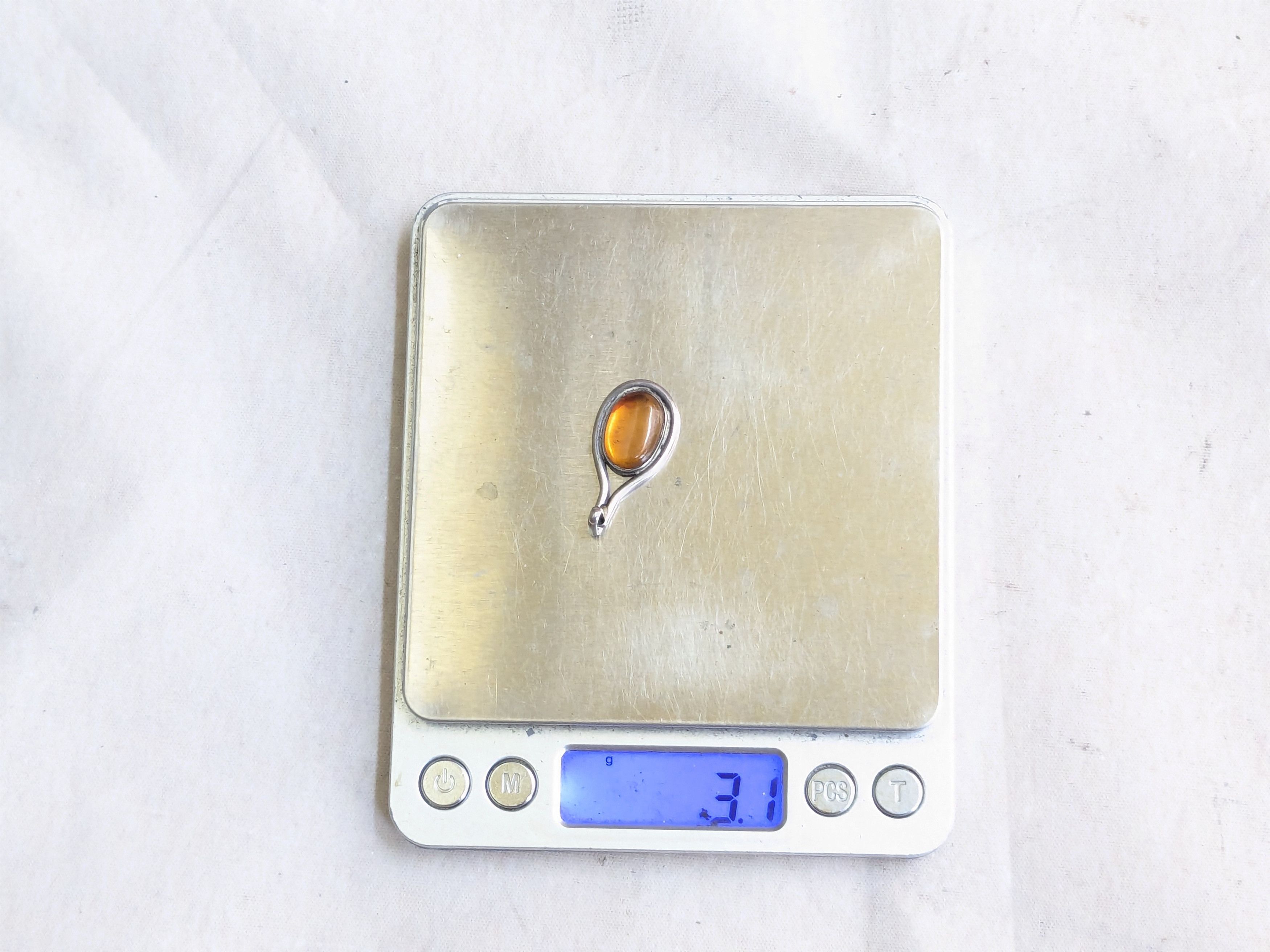 Jewelry × Vintage Vintage Sterling Silver Pendant Orange Amber Size ONE SIZE - 13 Thumbnail