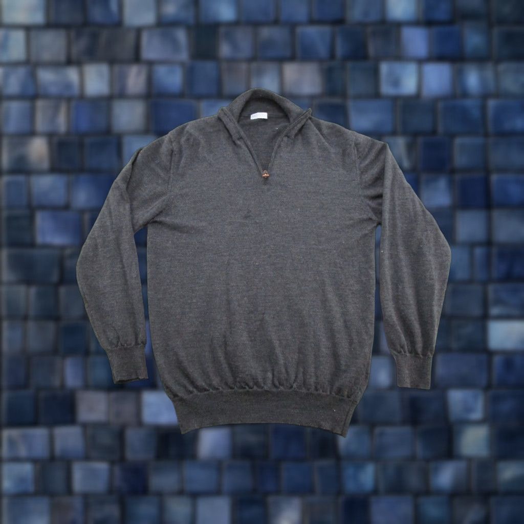 Vintage Giasone Wool 1/4 Zip Sweater Mens Gray 100% Merino Pullover Size US M / EU 48-50 / 2 - 1 Thumbnail