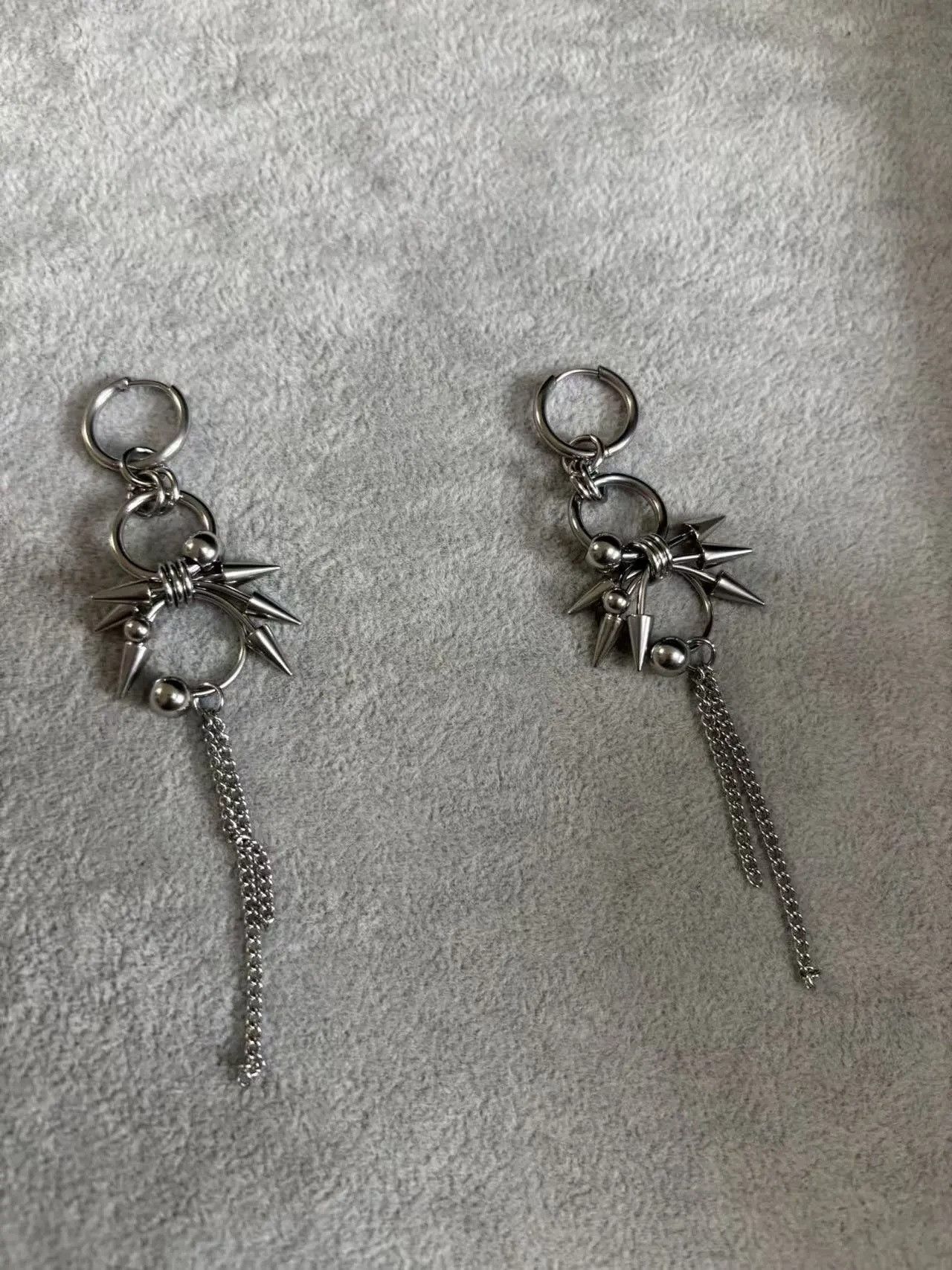 Jewelry Y2k Gothic Hoops Spike Earrings Size ONE SIZE - 2 Thumbnail
