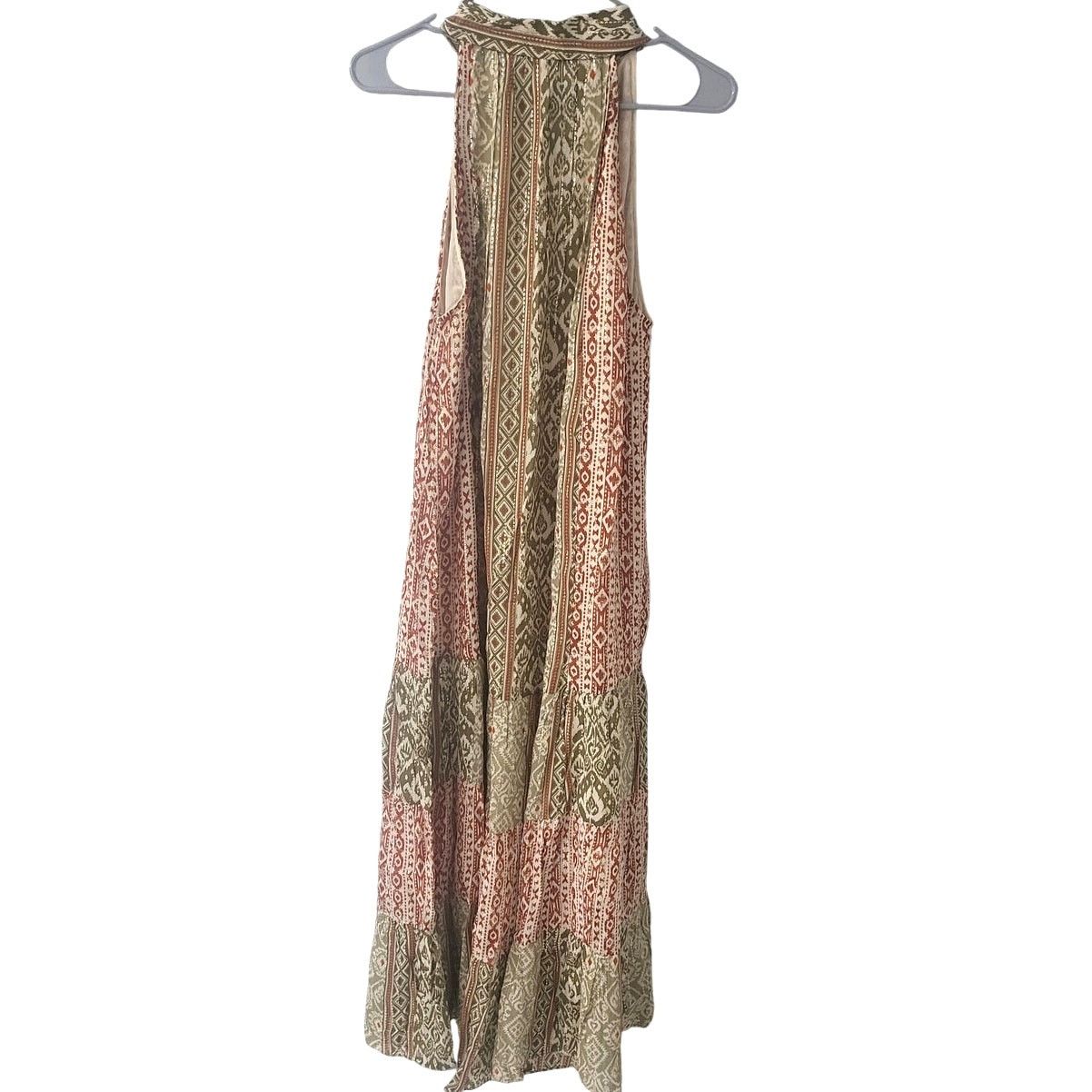Zara Zara Green/Rust & Gold Shiny Midi Serena Dress - Large Size L / US 10 / IT 46 - 2 Thumbnail