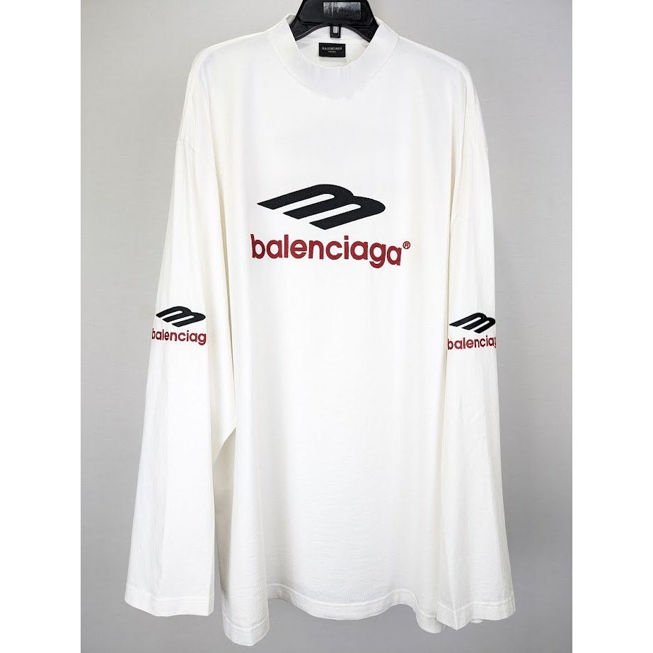 Balenciaga o1rshd1 Q:2 / Oversize Long Sleeve T-Shirt in White Size US XL / EU 56 / 4 - 2 Thumbnail