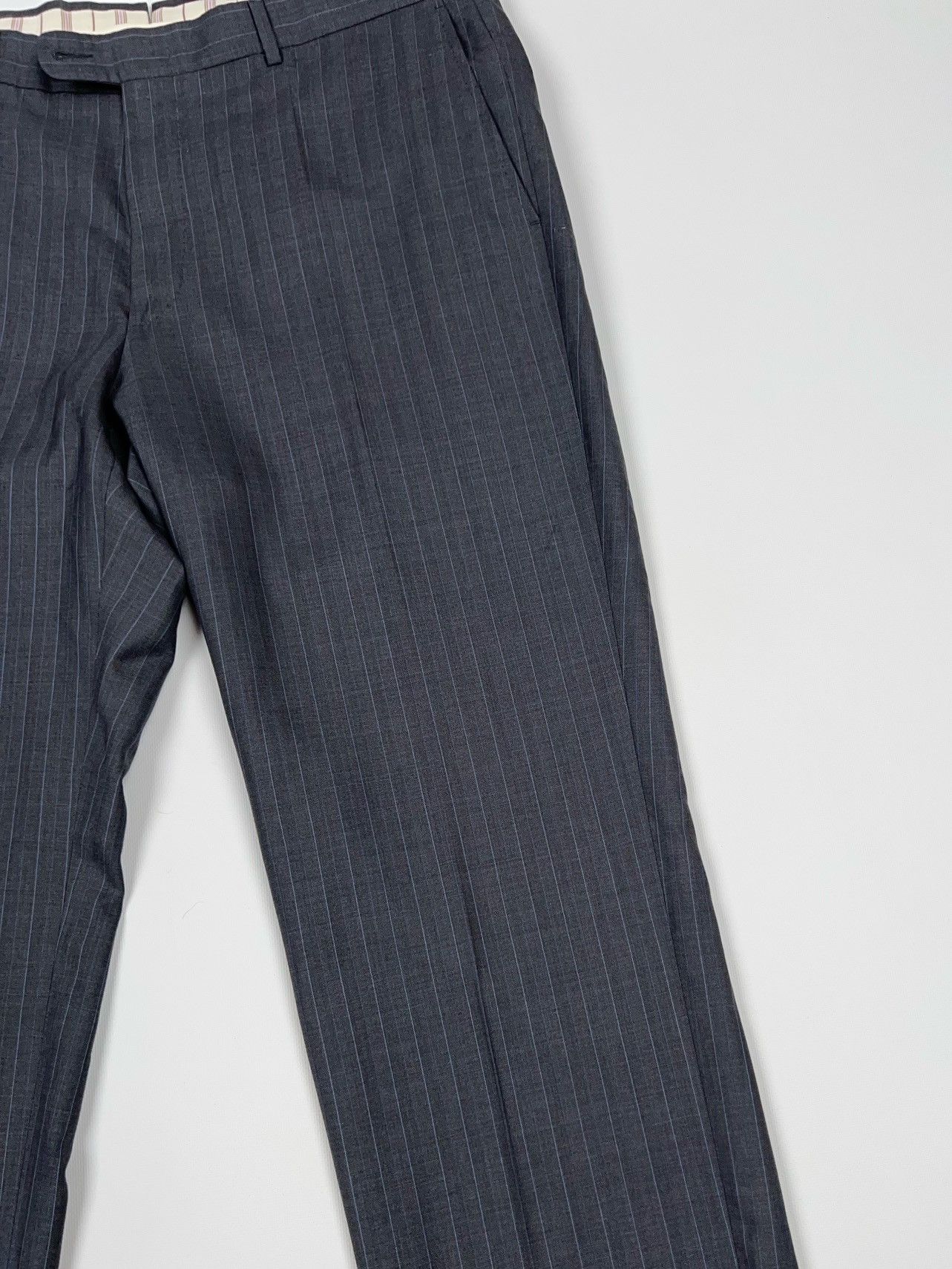 Ermenegildo Zegna Ermenegildo Zegna Su Misura Stripped Suit Wool Silk Size 46L - 20 Thumbnail