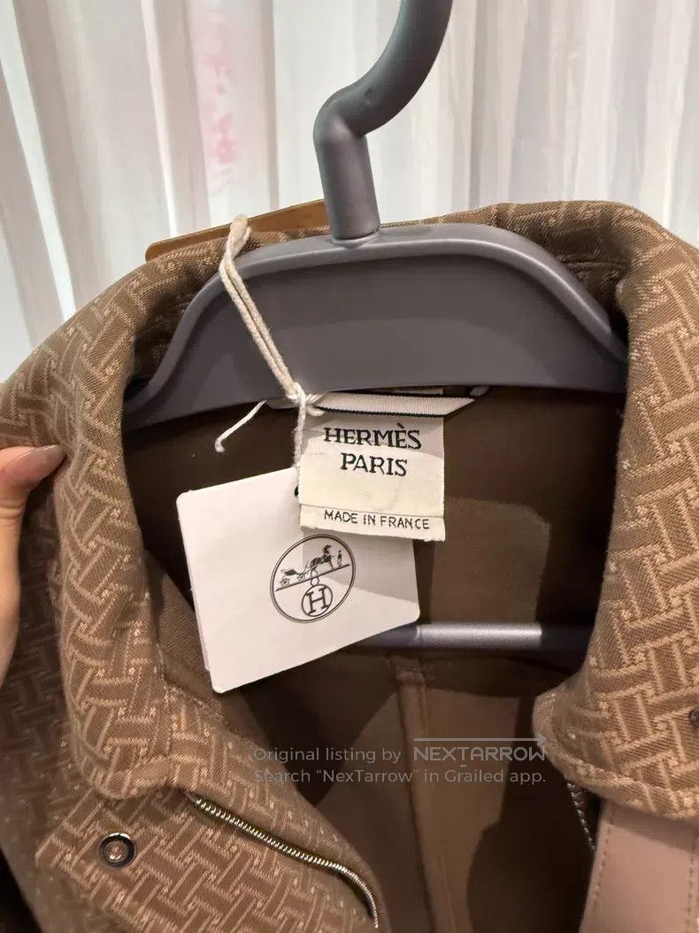 Hermes Hermes 24 Early Spring Dark Pattern H Belted Short Coat - Size XXS / US 00 / IT 34 - 3 Thumbnail