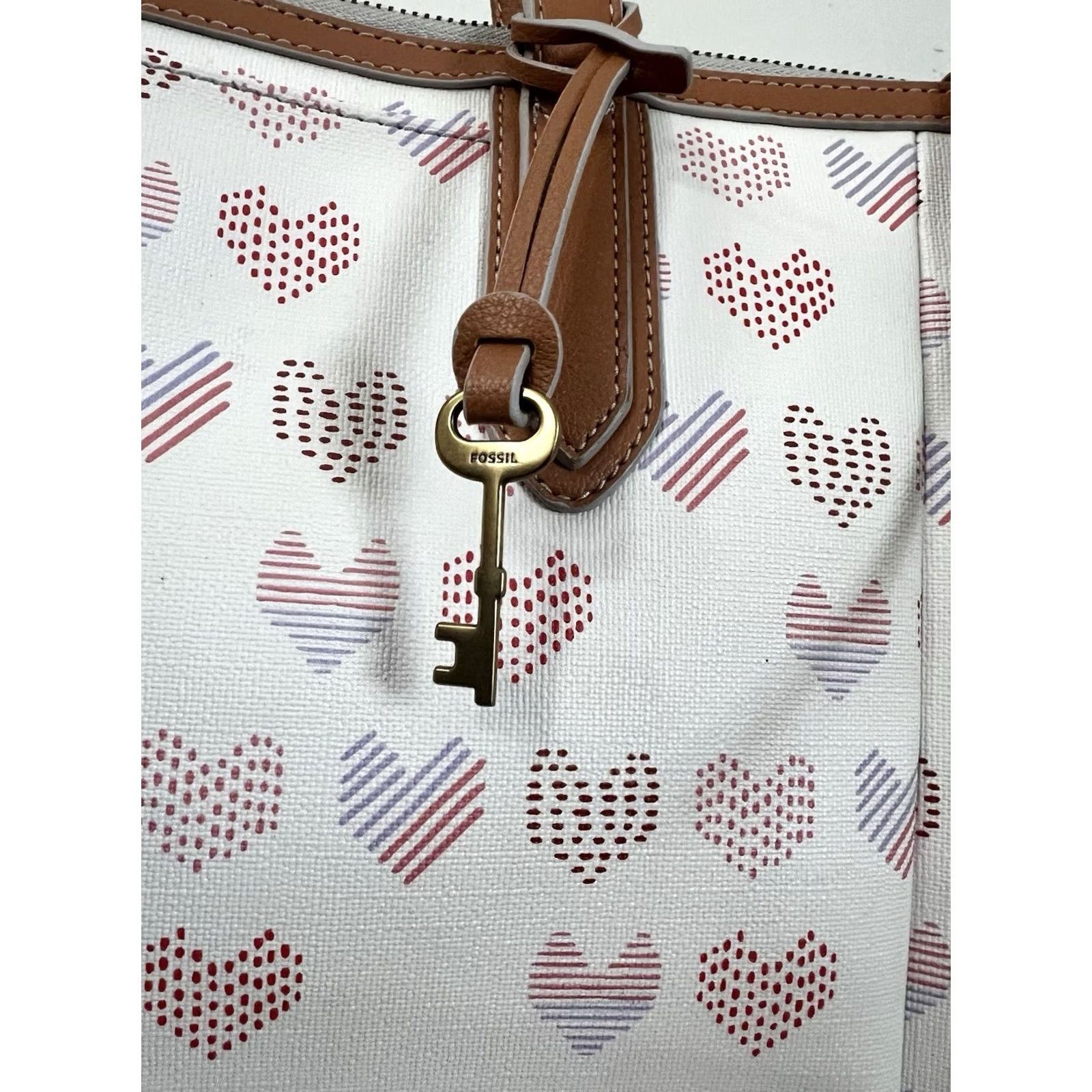 Fossil VINTAGE Fossil Sydney Angora Pink Heart Double Handle Tote Travel Bag EUC Size ONE SIZE - 7 Thumbnail