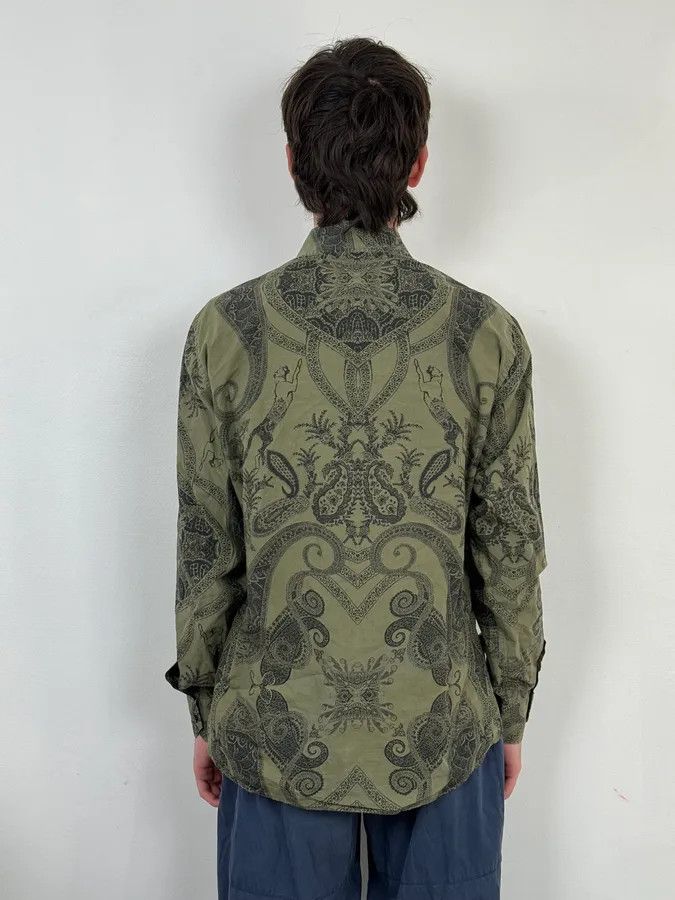 Roberto Cavalli 2000s Roberto Cavalli Olive Green & Black Presley Black Shirt Size US M / EU 48-50 / 2 - 3 Thumbnail