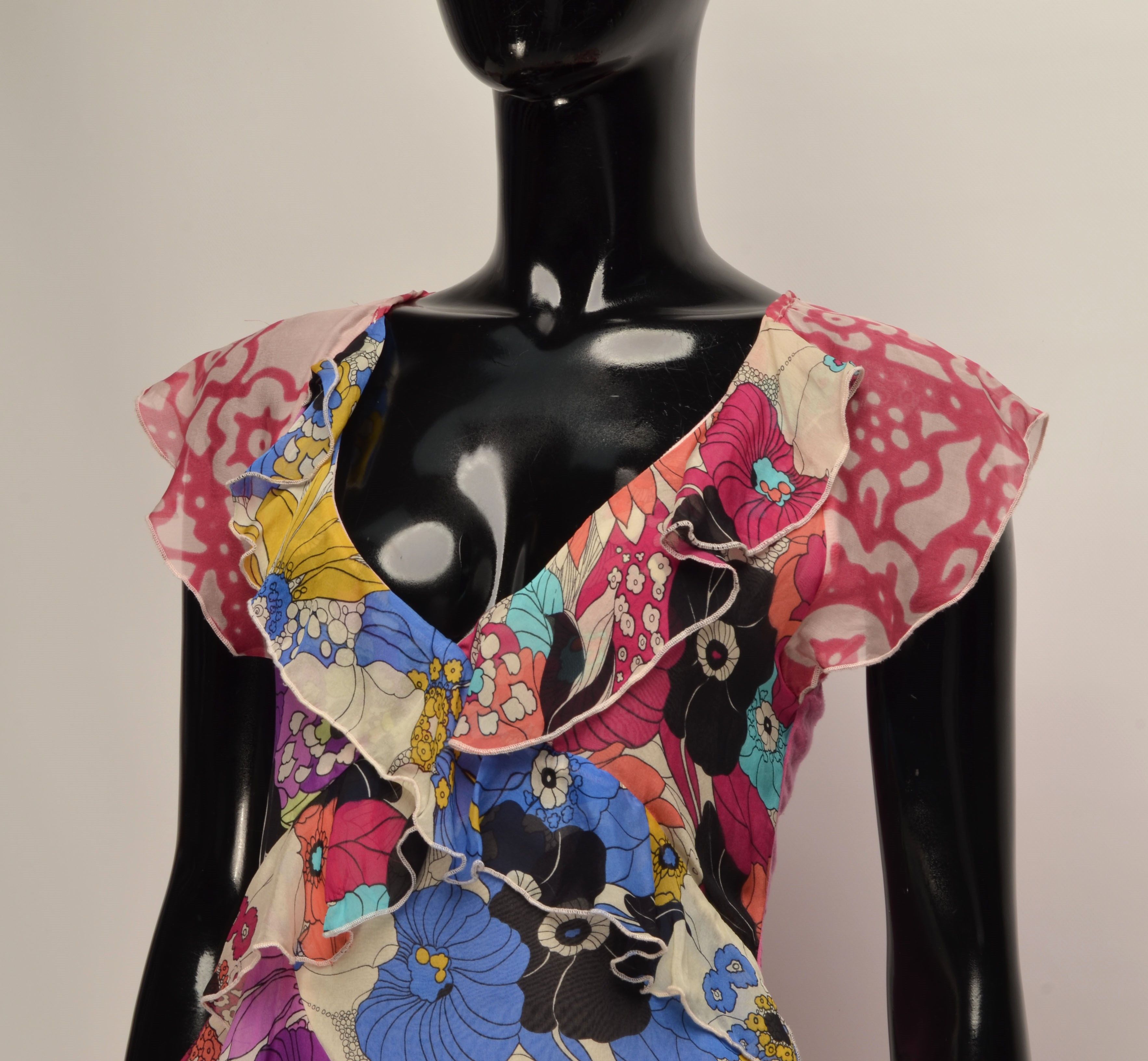 Designer × Vintage NoLita North Little Italy Y2K Fairy Coquette Floral Dress Size S / US 4 / IT 40 - 2 Thumbnail
