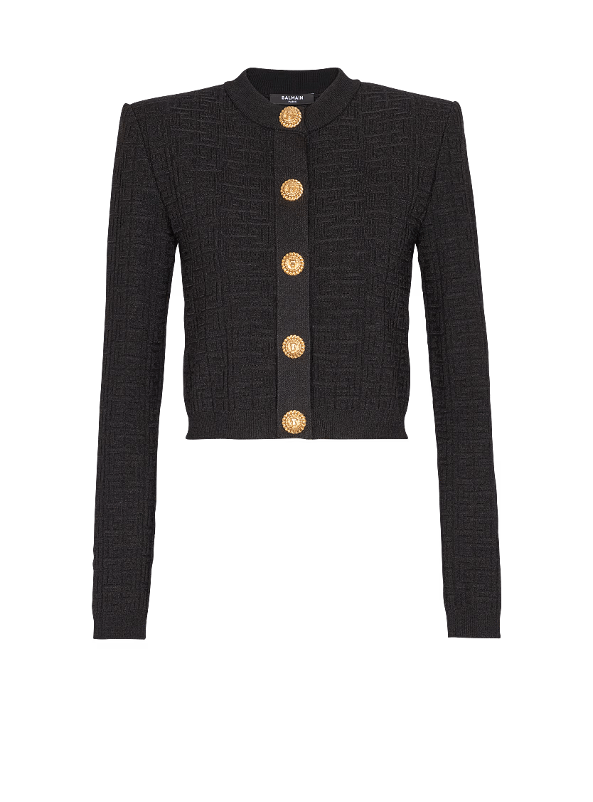 Balmain o1s1wg111225 Labyrinth Knit Cardigan in Black Size S / US 4 / IT 40 - 1 Thumbnail