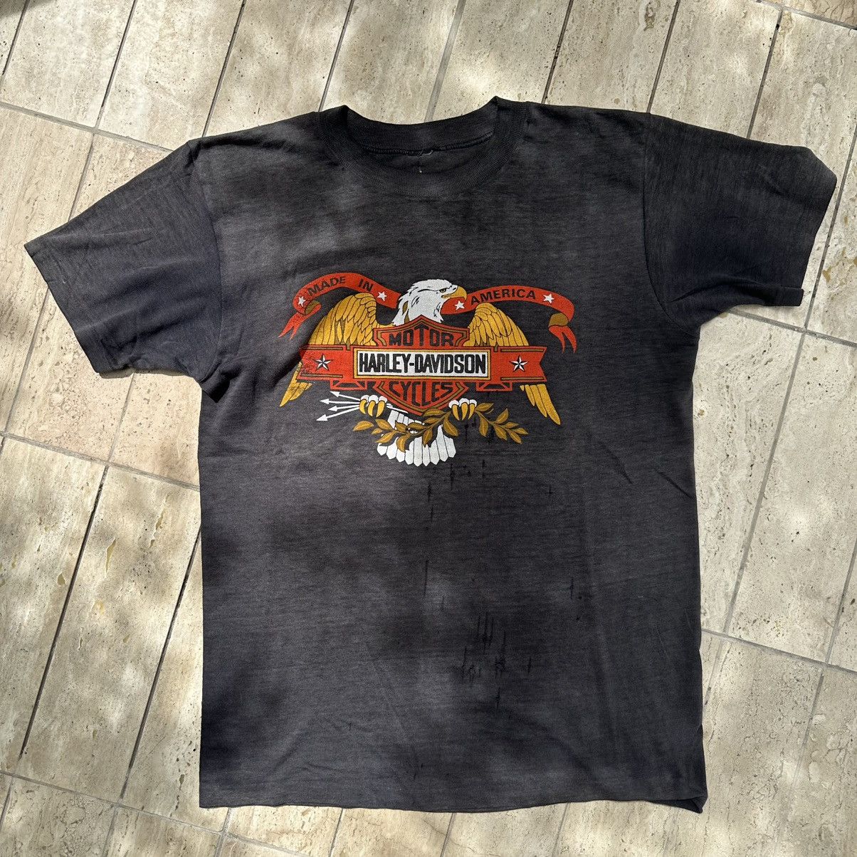 Harley Davidson × Vintage Vintage Harley Davidson Motorcycle T-Shirt Size US L / EU 52-54 / 3 - 1 Thumbnail
