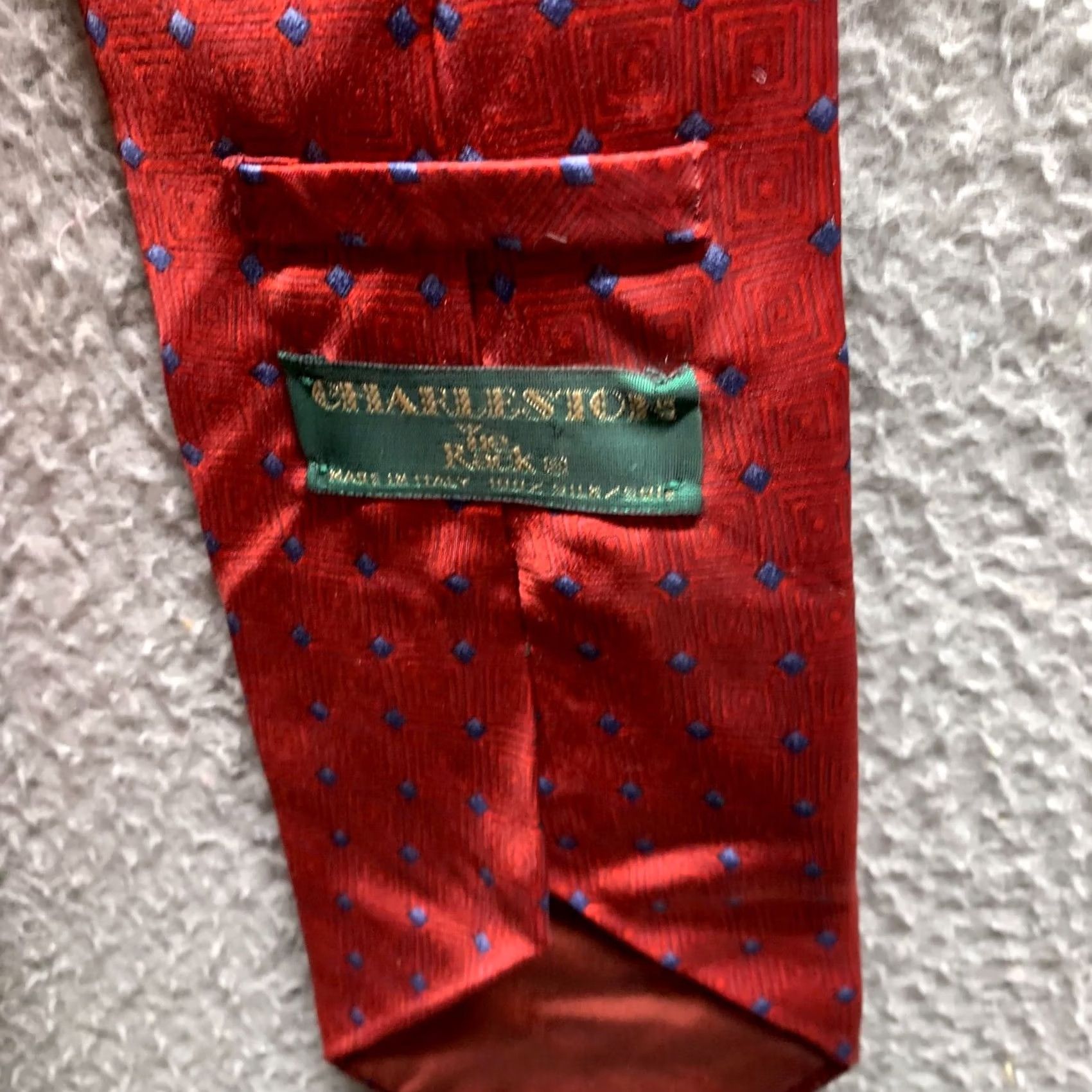 Vintage VINTAGE Charleston Tie Rack Tie Red Blue Diamond Mens 3.75 Inch 100% Silk Neck Size ONE SIZE - 7 Thumbnail