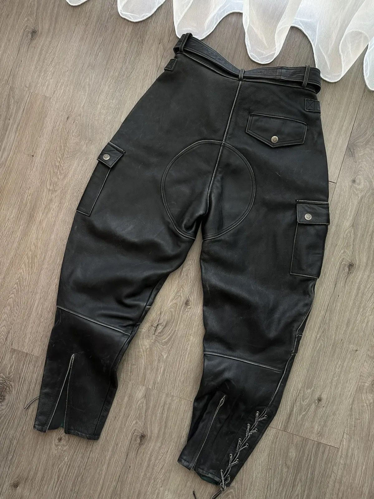 Genuine Leather × Vintage Vintage Genuine Leather Chicago Moto Cargo Black Pants Size US 34 / EU 50 - 15 Thumbnail