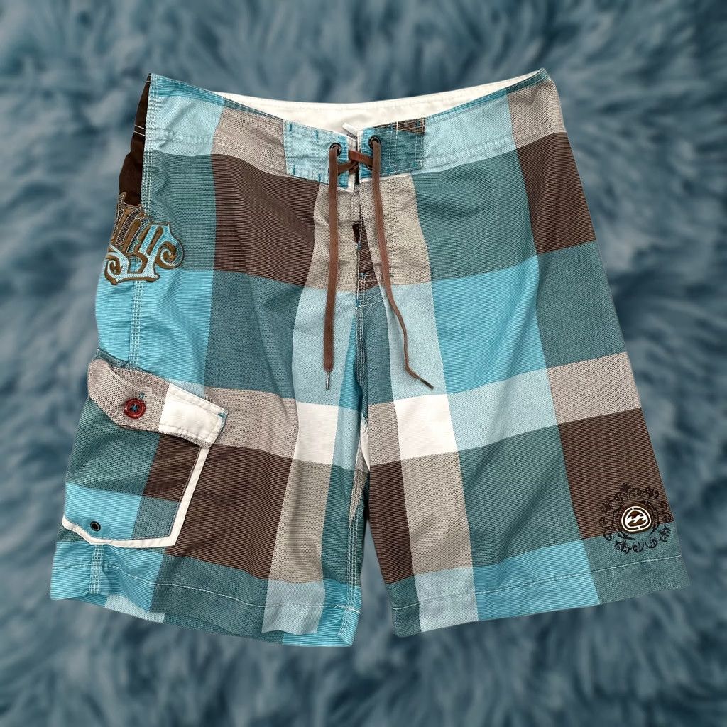 Billabong VINTAGE Billabong Board Shorts Adult 36 Blue Plaid Embroidered Surfing Mens Y2K Size US 36 / EU 52 - 1 Thumbnail