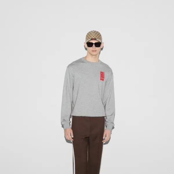 Gucci o1loc1c0925 Cotton Jersey Sweatshirt in Gray Size US XS / EU 42 / 0 - 3 Thumbnail