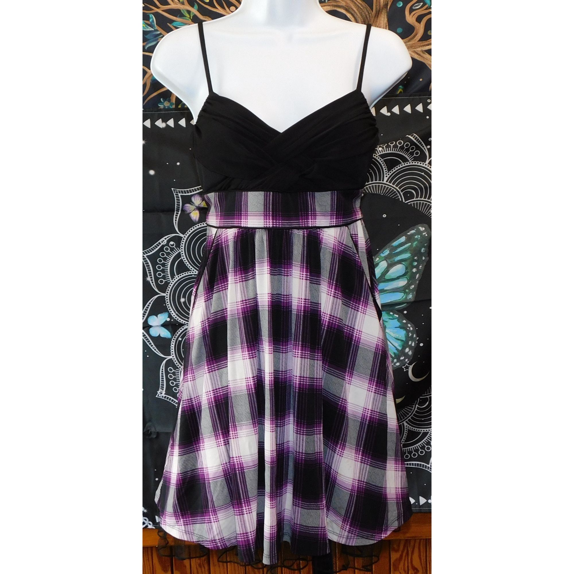 Other City Studio Gothic Purple And Black Plaid Mini Dress Size M / US 6-8 / IT 42-44 - 2 Thumbnail