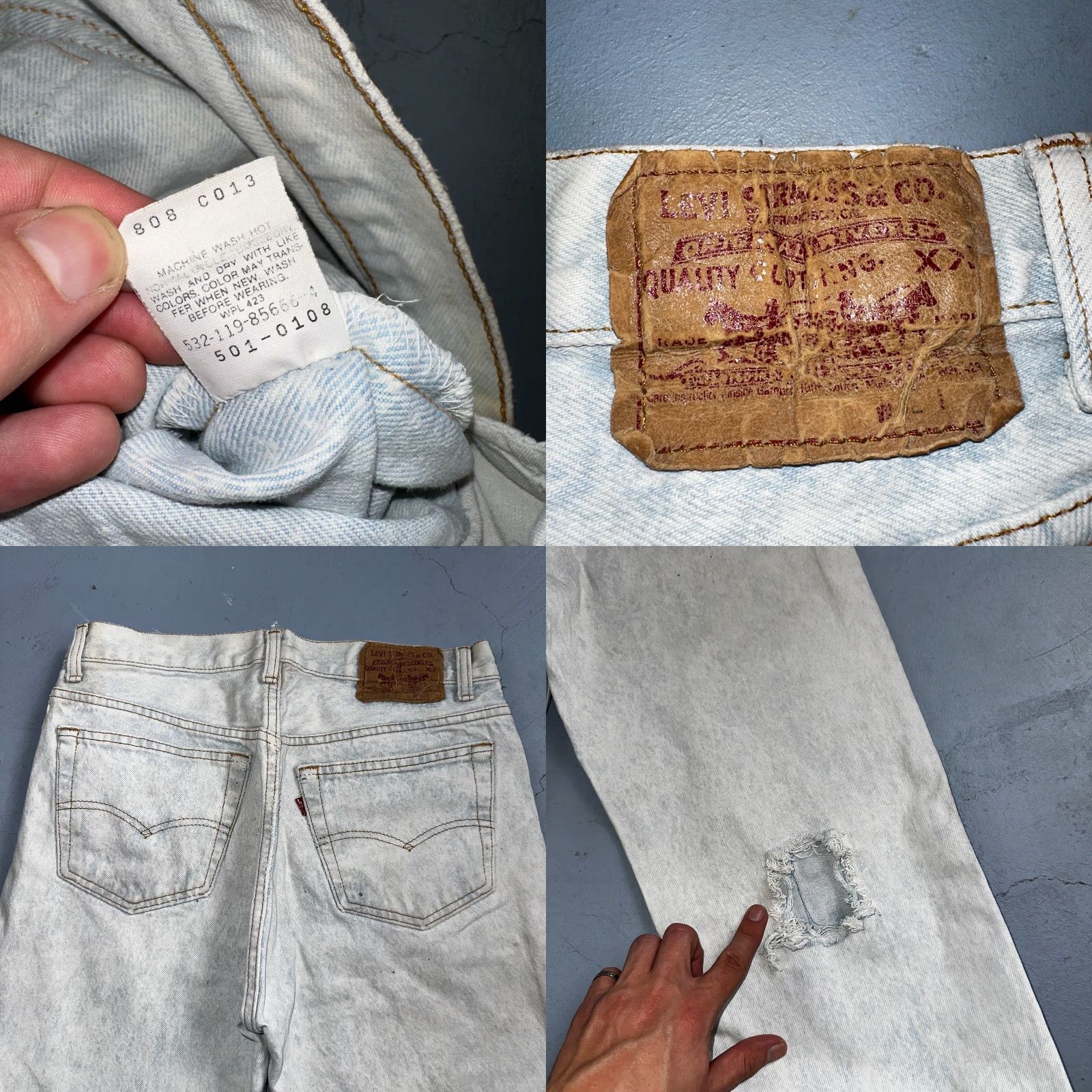 Levi's VINTAGE Levi's 501 Jeans 32x34 Light Blue 90s Straight Leg Denim Jeans Men Size 32 Regular Blue 501 Series Mens Size US 32 / EU 48 - 10 Thumbnail