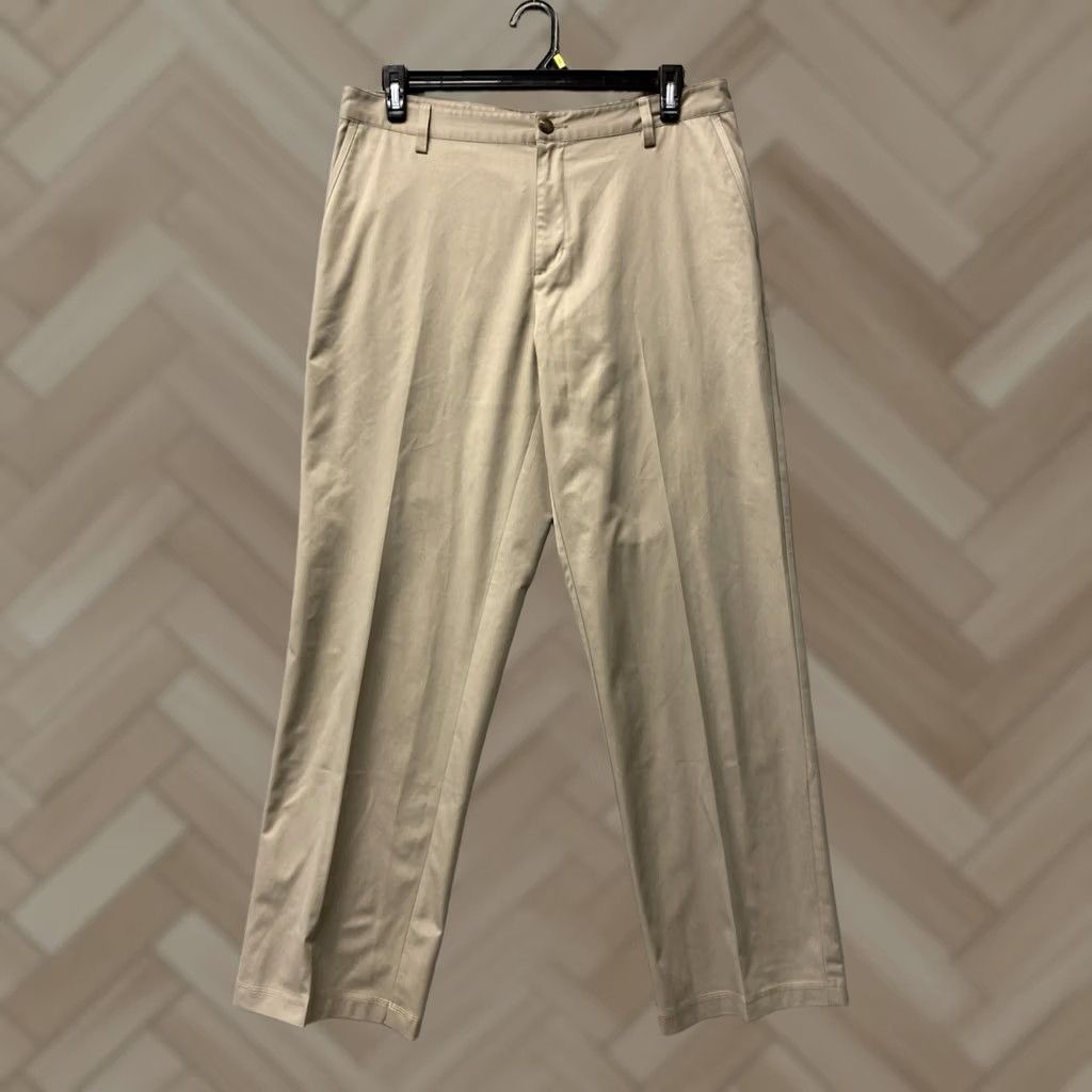 Adidas Adidas Pants Mens 36x32 Tan Performance Knit/Chino Flat Front Logo Straight Leg Casual Wear Women? Size US 36 / EU 52 - 1 Thumbnail