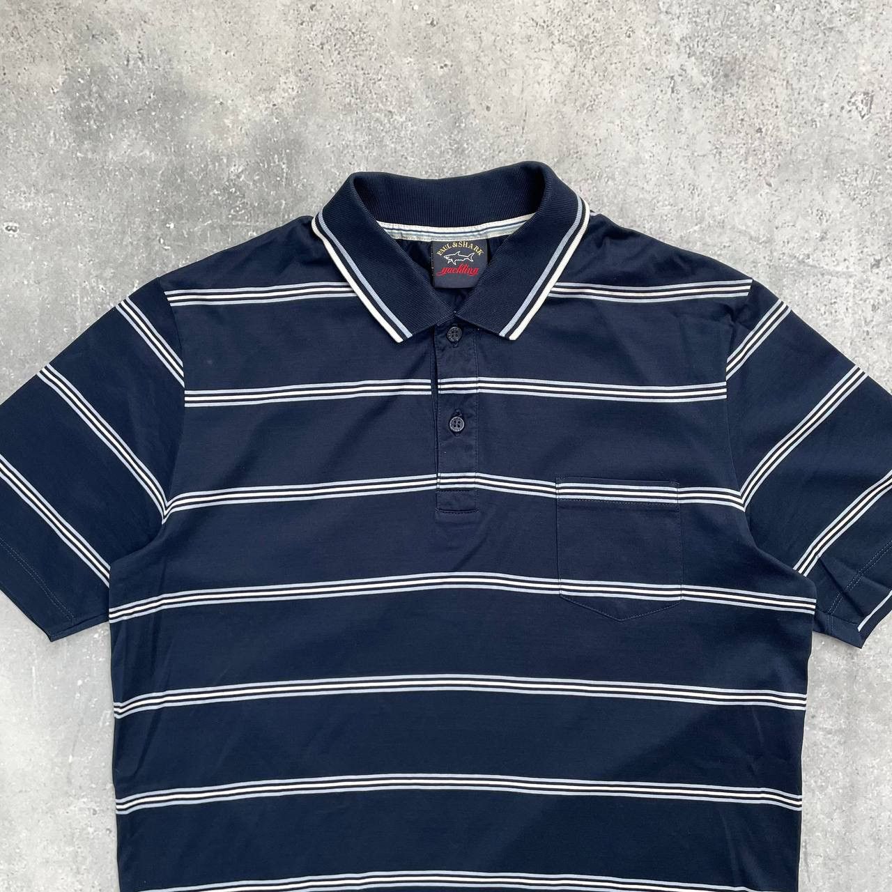 Paul & Shark Paul & Shark Striped Pocket Polo Shirt Blue/ White Size M Size US M / EU 48-50 / 2 - 2 Thumbnail