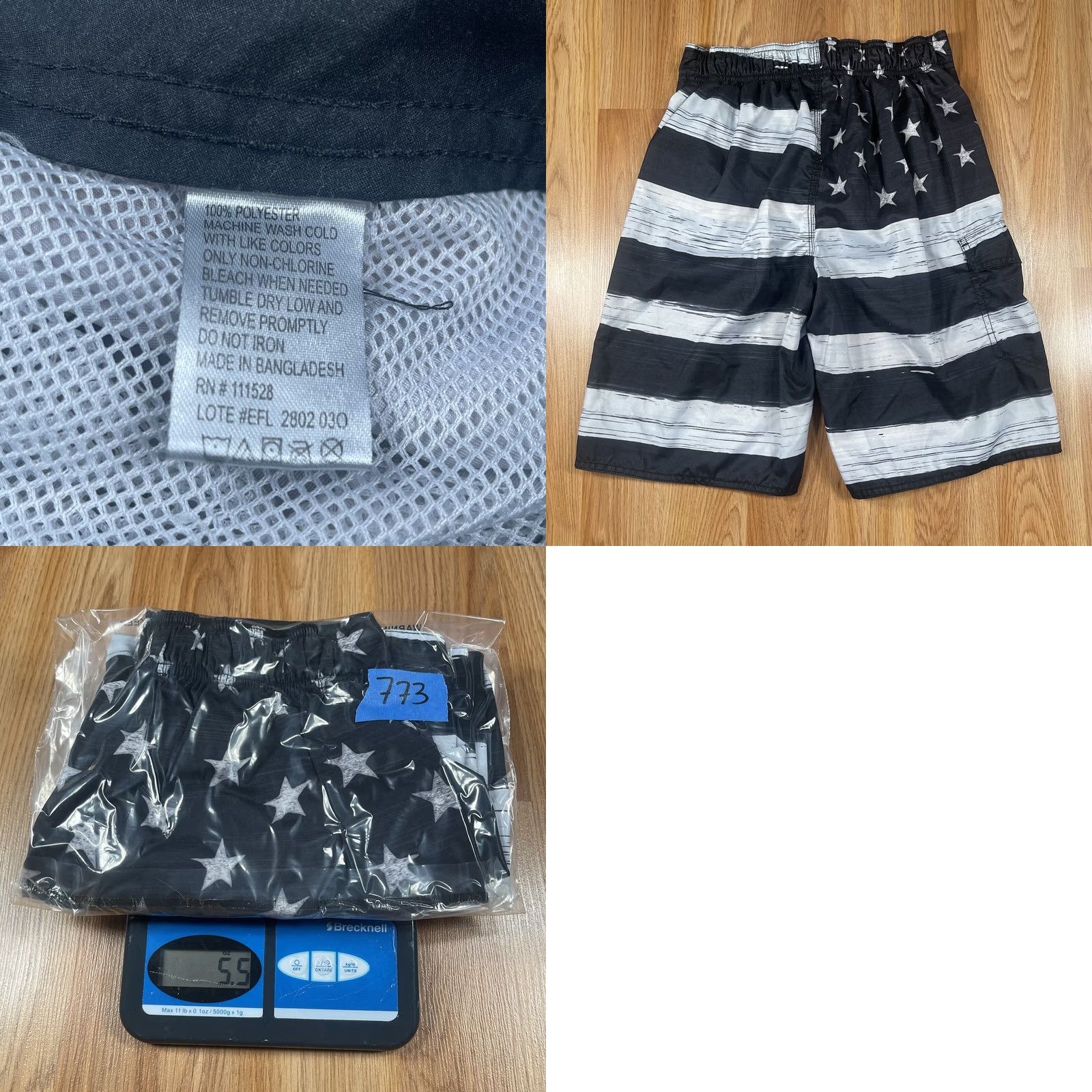 Vintage US Apparel Swim Trunks Mens S Small American Flag Polyester Drawstring Shorts Size US 29 - 8 Thumbnail
