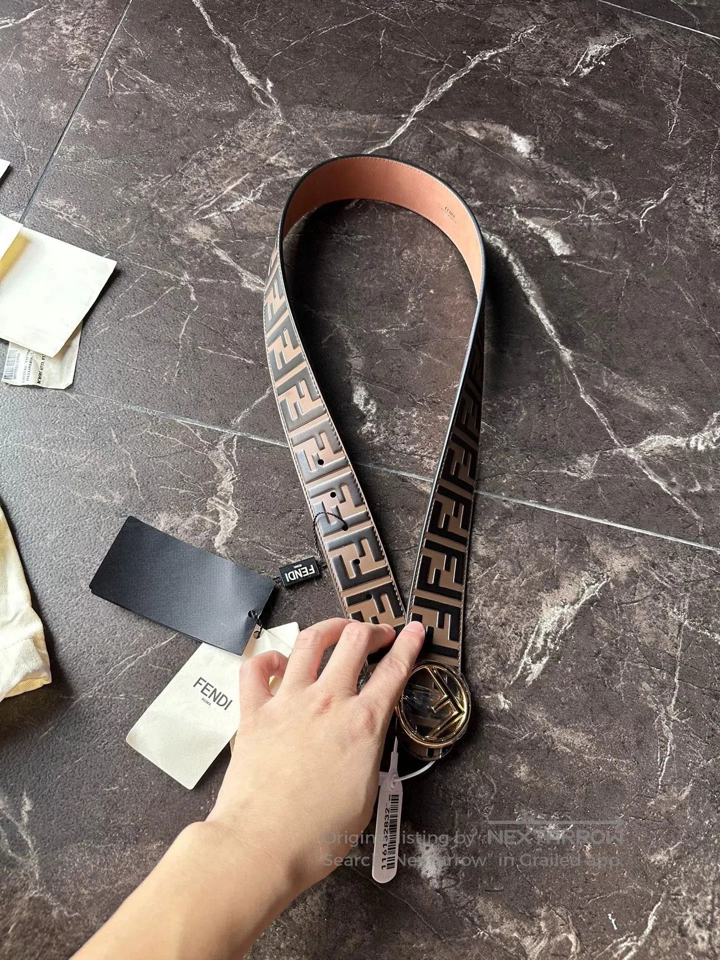 Fendi Fendi FF Pattern Leather Women's Belt. Size ONE SIZE - 1 Thumbnail
