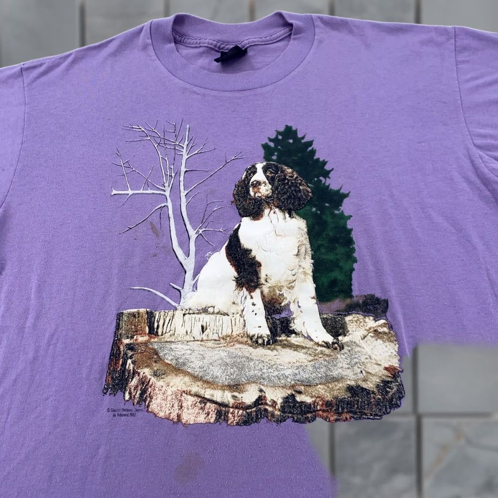 Vintage VINTAGE Platinum Plus Dog Graphic T-Shirt Mens L Purple 90s Nature Animal Crew Neck Short Sleeve Shirt Size US L / EU 52-54 / 3 - 1 Thumbnail