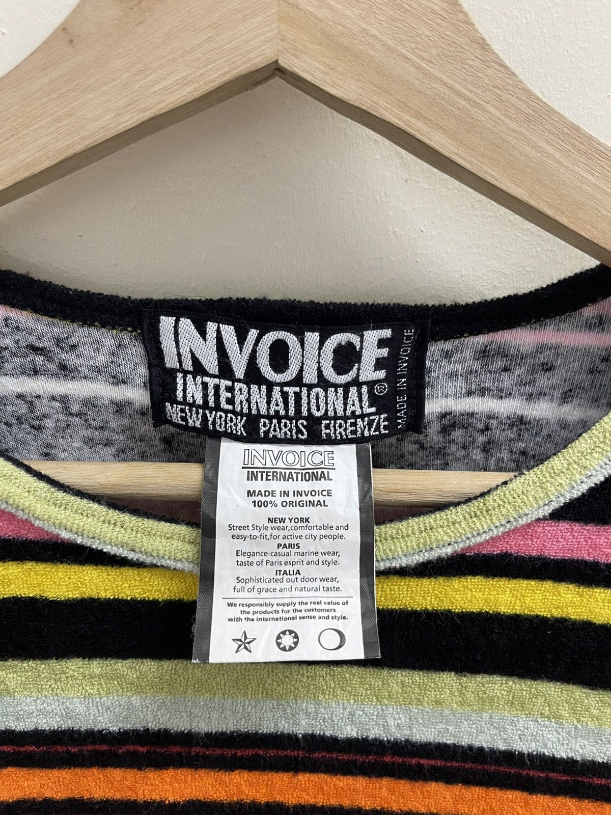 Japanese Brand Invoice Disco Stripe Wool L/S Shirt Size US XL / EU 56 / 4 - 12 Thumbnail