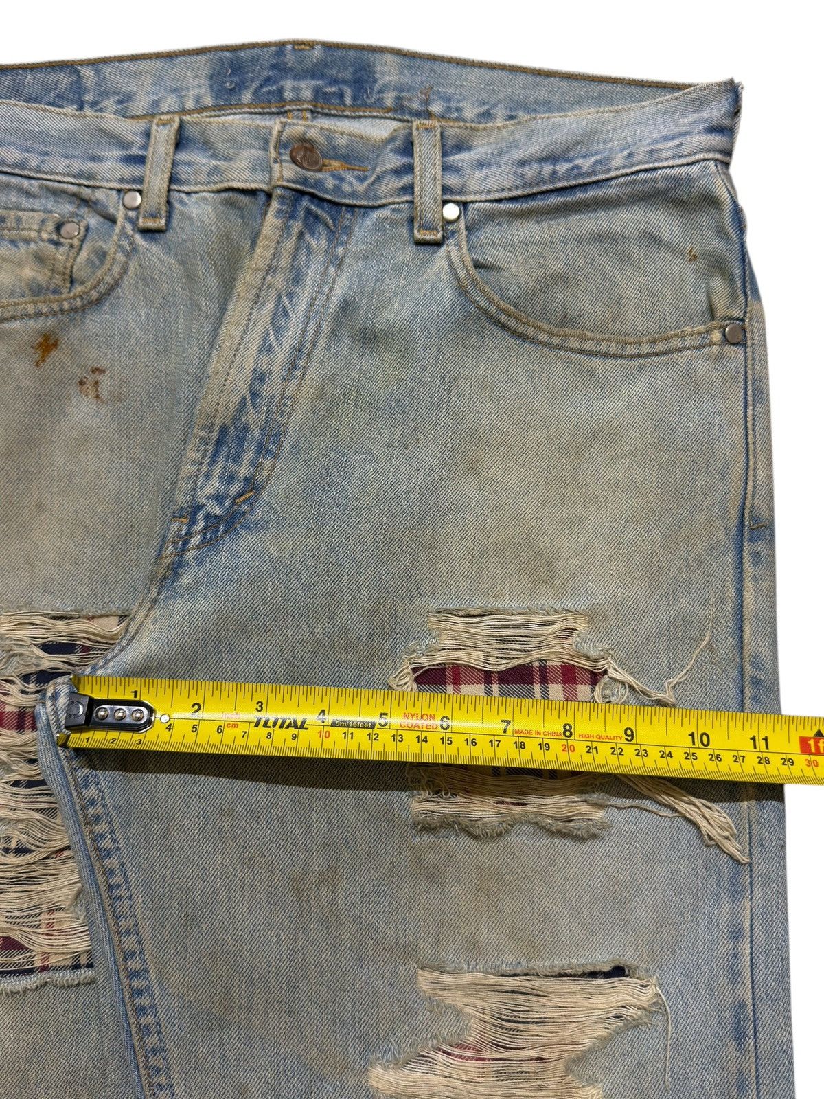 If Six Was Nine Vintage 90s Japanese Mud Wash Ripped Destroyed Straight Leg Size US 31 - 13 Thumbnail