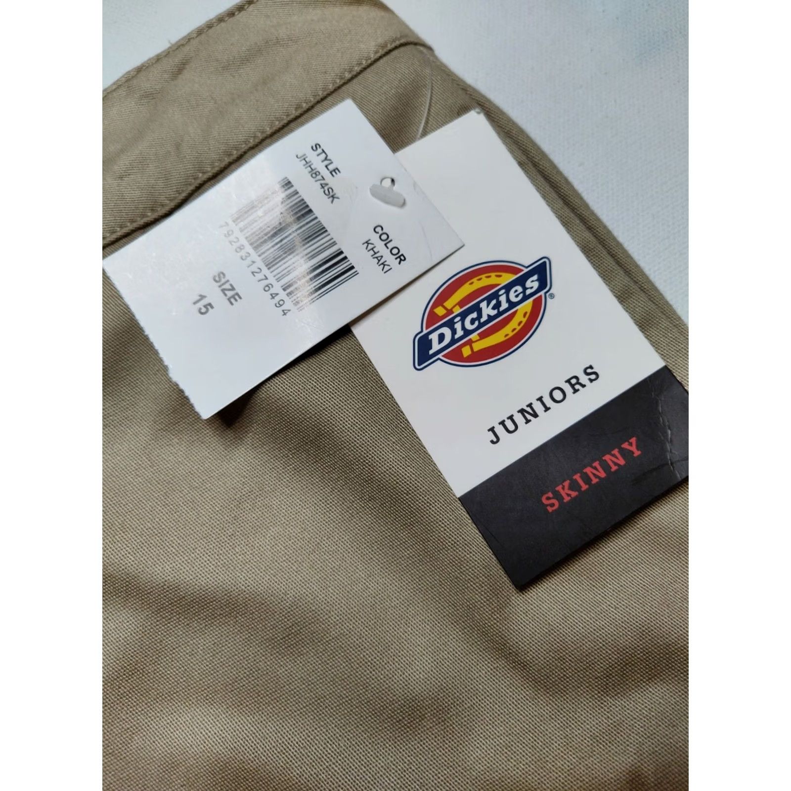 Dickies Dickies Women Junior Size 15 Skinny Mid Rise Stretch Khaki Pants NEW Size 36" / US 14 / IT 50 - 5 Thumbnail
