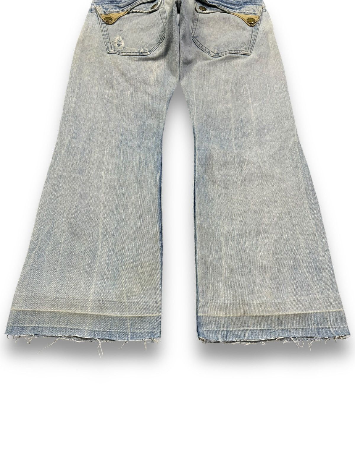 If Six Was Nine Vintage Japanese Brand Mud Wash Flare Fray Leg Grunge Jeans Size US 32 / EU 48 - 16 Thumbnail