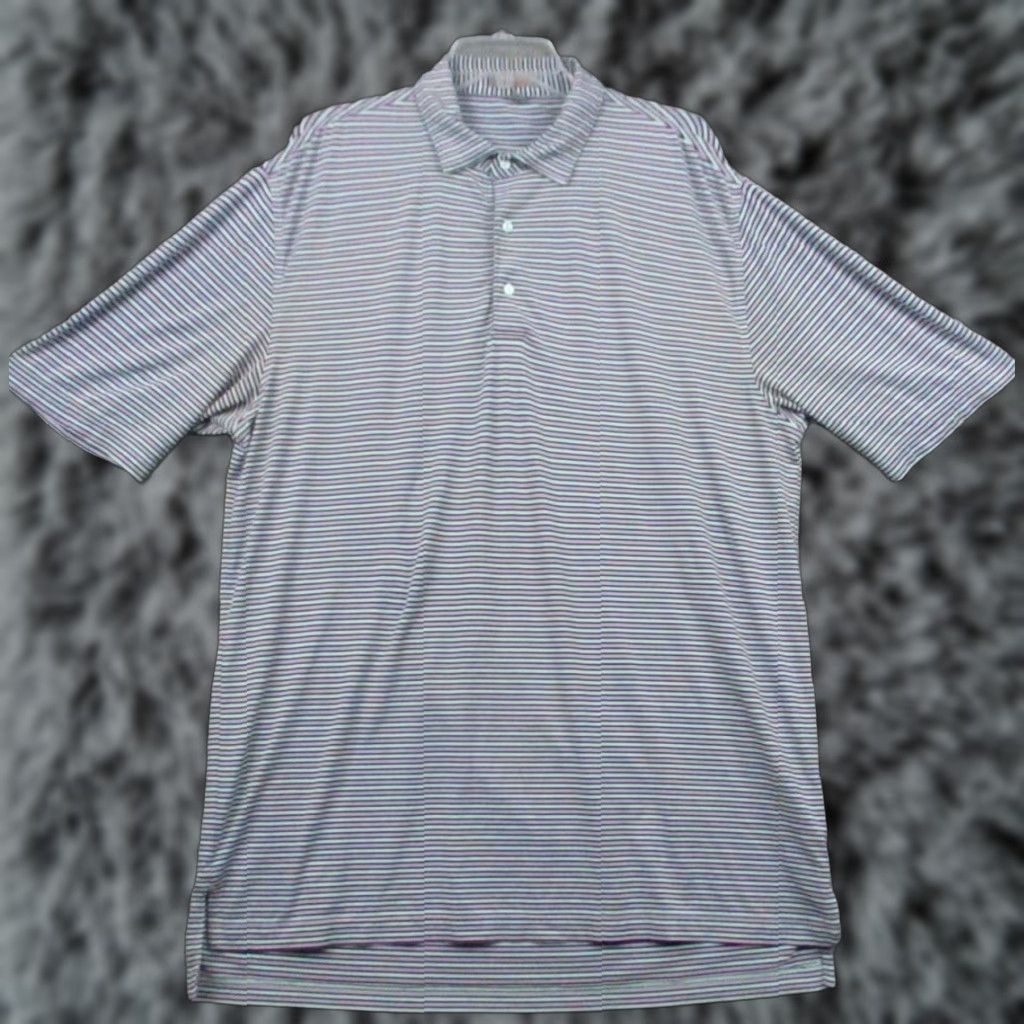 Peter Millar Peter Millar Summer Comfort Shirt Polo Golf Stretch Large Black Purple Stripe Mens Shirt Regular 44 Multicolor Logo Button Size US L / EU 52-54 / 3 - 1 Thumbnail
