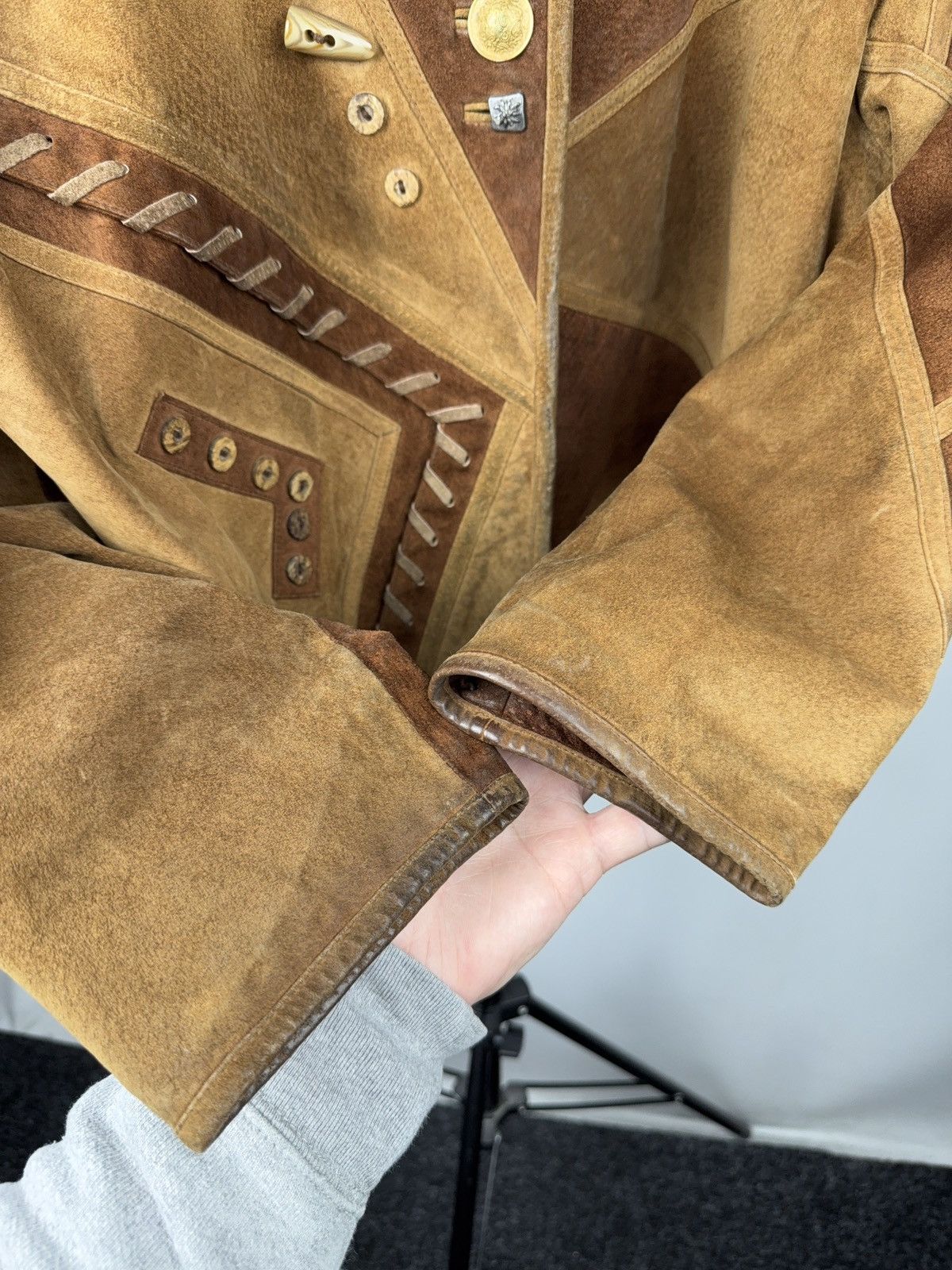 Genuine Leather Vintage Western Cowgirl Patchwork Suede Leather Jacket Boho Size L / US 10 / IT 46 - 11 Thumbnail