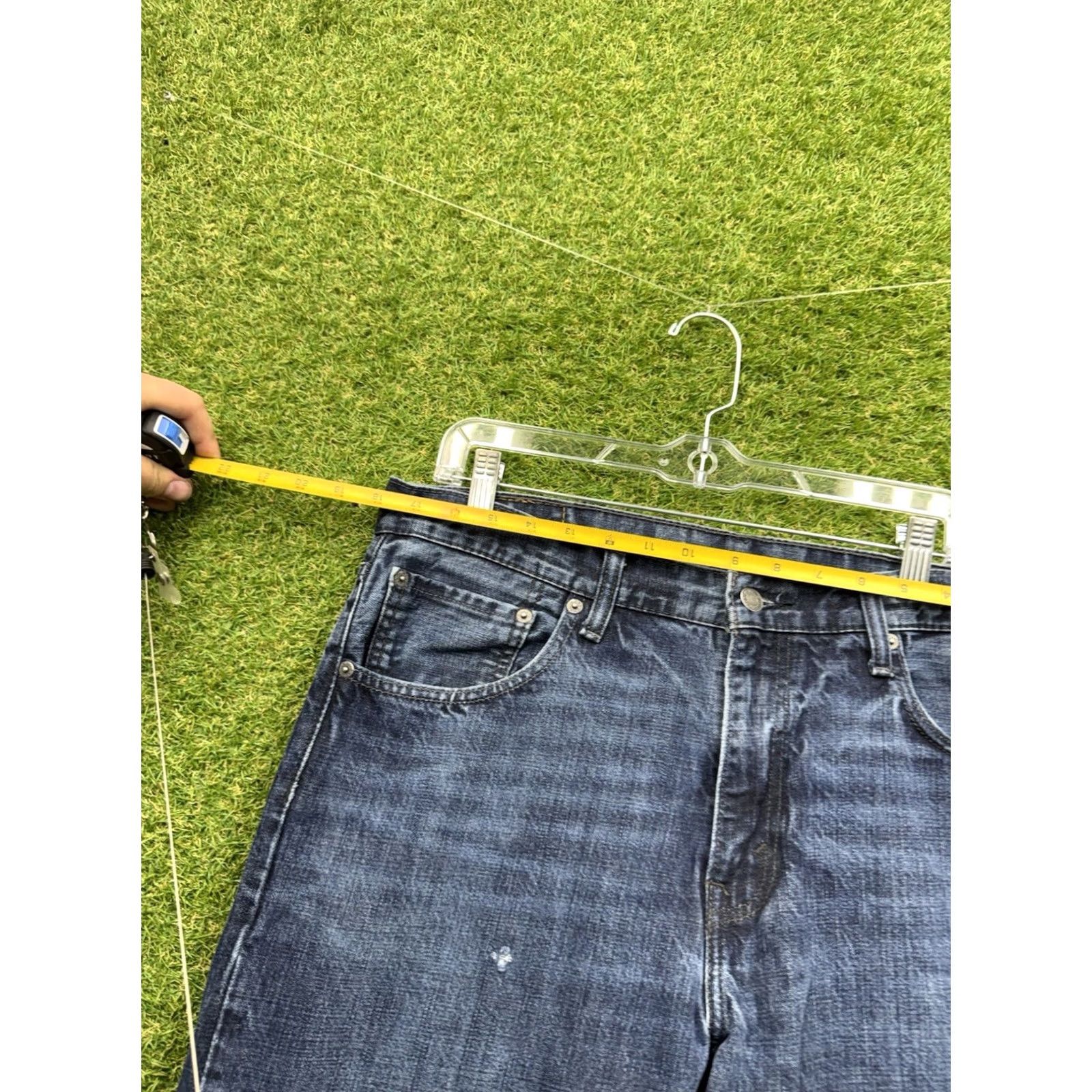 Levi's Levi's 527 Jeans Mens 36x34 Bootcut Dark Wash Distressed Denim 5-Pocket Regular Blue Leather Logo Belt Loops USA Western Workwear Size US 36 / EU 52 - 3 Thumbnail