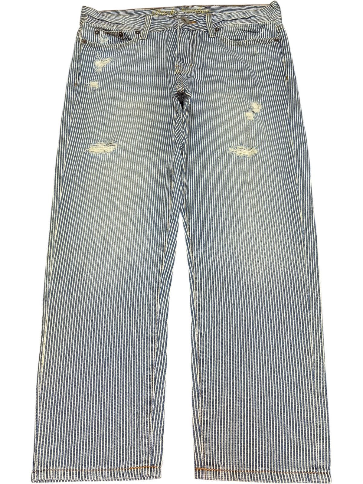 Edwin Vintage Japanese Brand Hickory Distressed Jeans Size 33" - 1 Thumbnail
