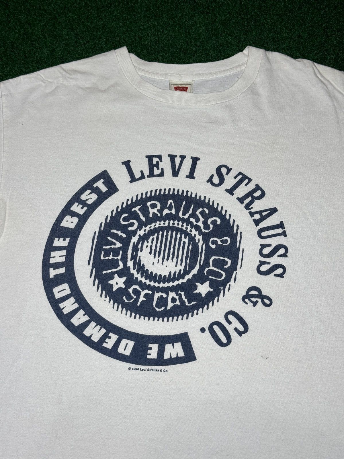 Levi's Vintage Clothing Vintage 90s Levi’s Strauss Denim We Demand The Best T Shirt Size US L / EU 52-54 / 3 - 2 Thumbnail