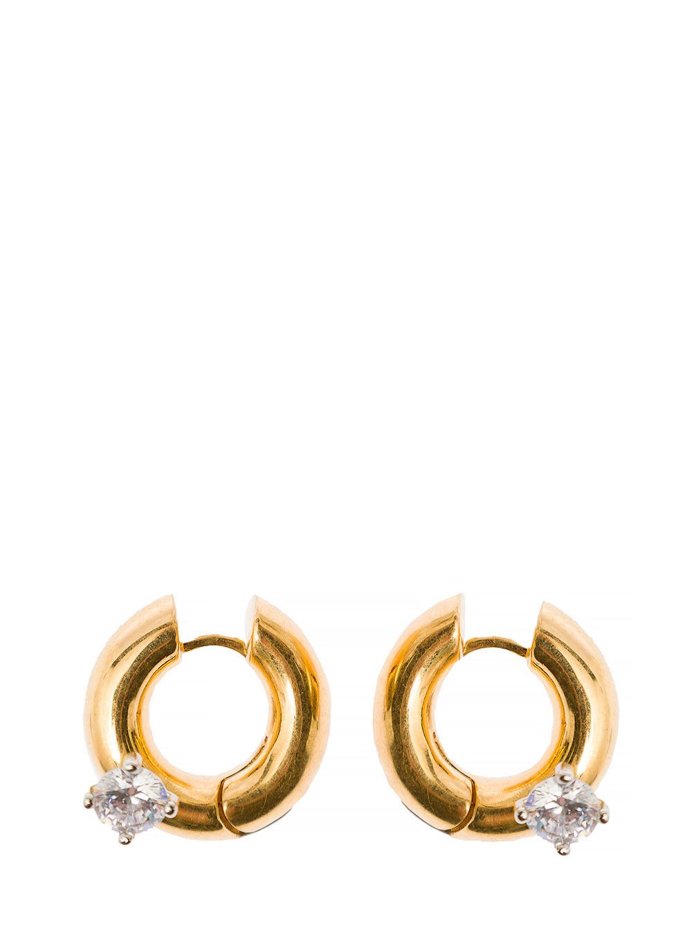 PANCONESI Gold Tone Hoops Earrings with Zircons in Gold Plated Brass Woman Size ONE SIZE - 1 Thumbnail