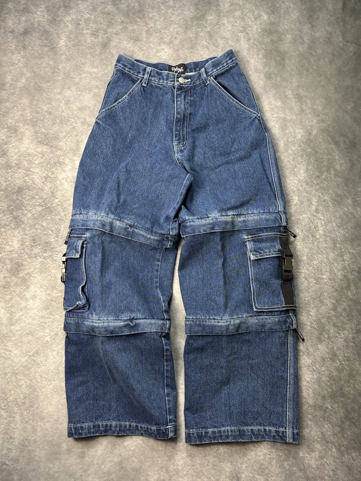 JNCO × Southpole × Vintage 1990s Extreme Zone Denim Cargo Pants Vintage Rave Jorts Zip Size 26" / US 2 / IT 38 - 25 Thumbnail