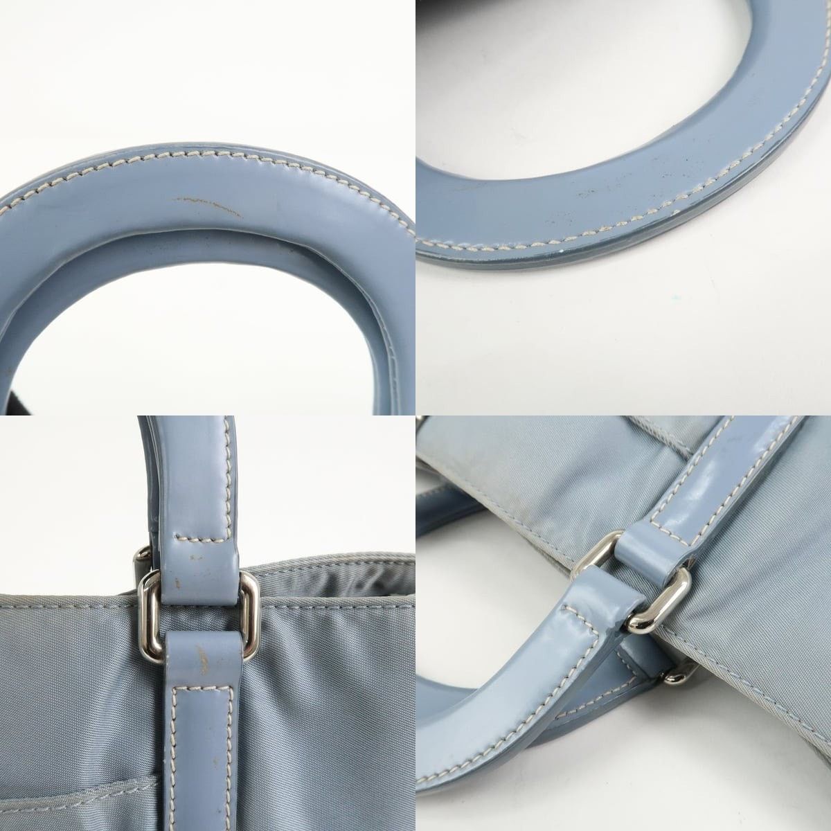 Prada Prada Triangle Logo Nylon Tote Blue Size ONE SIZE - 4 Thumbnail