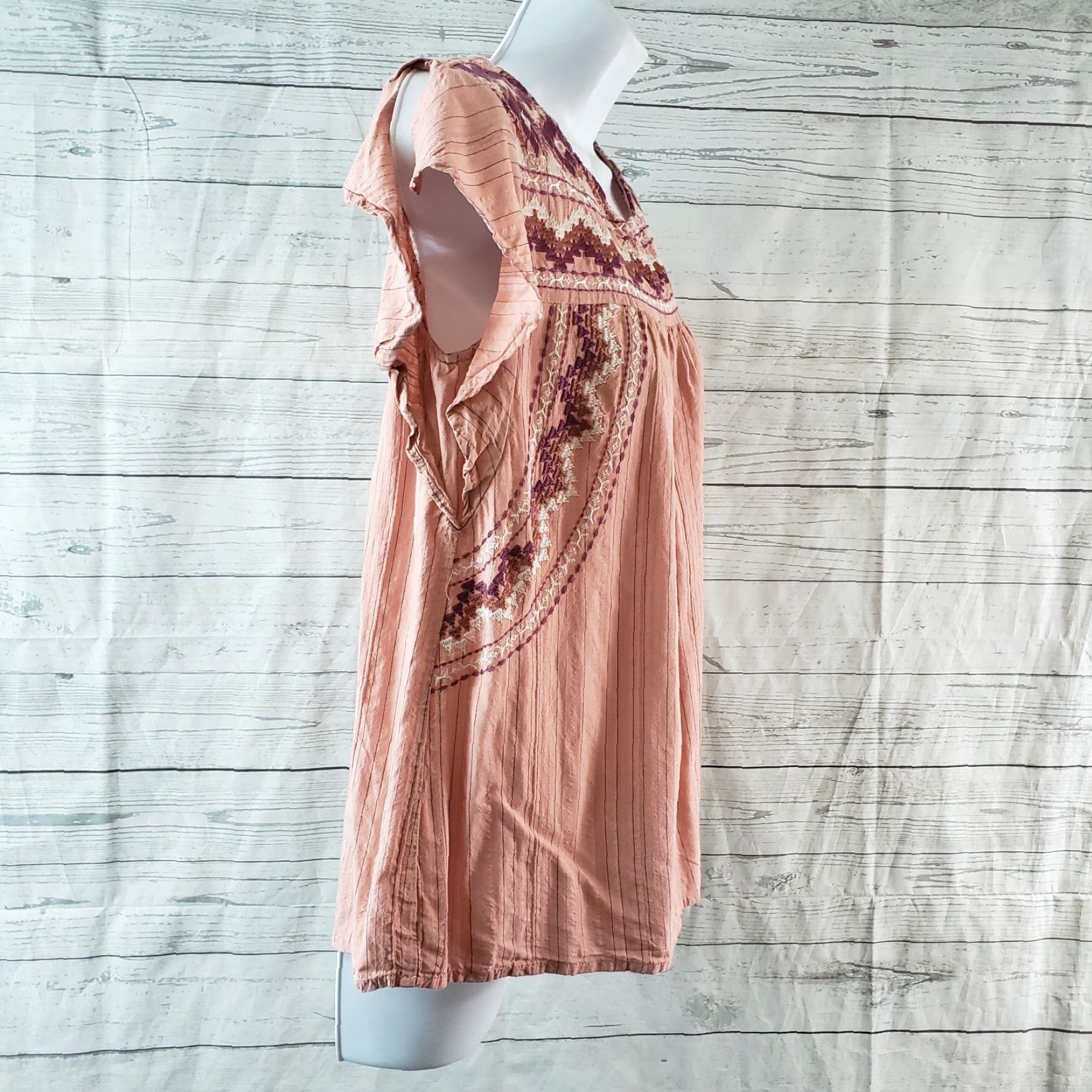 Vintage Knox Rose Womens Blouse XS Pink Purple Embroidered Striped Lace Panel Shirt Size XS / US 0-2 / IT 36-38 - 3 Thumbnail