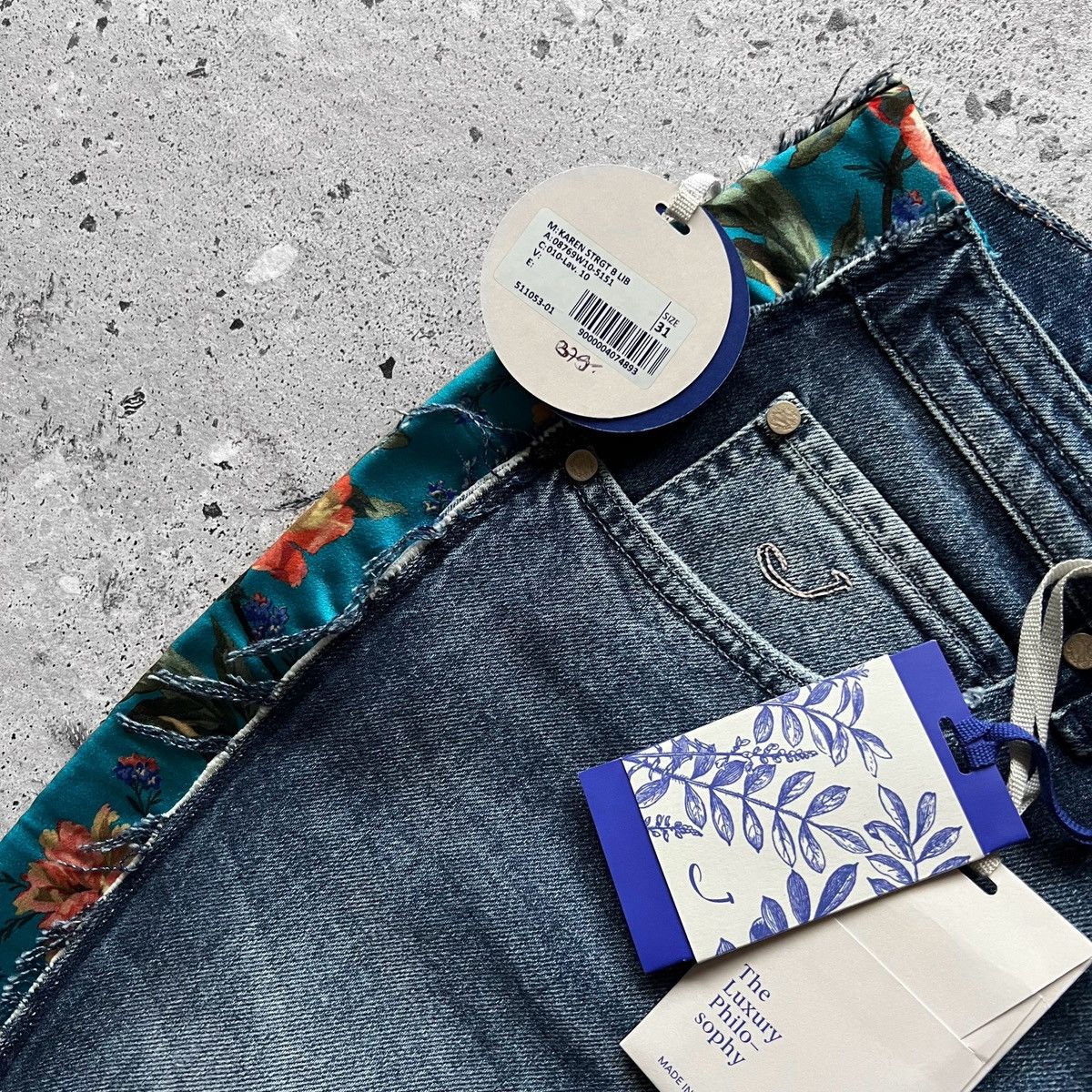 Jacob Cohen Jacob Cohen NWT Womens Blue Premium Karen Floral Jeans Size 34" / US 12 / IT 48 - 6 Thumbnail