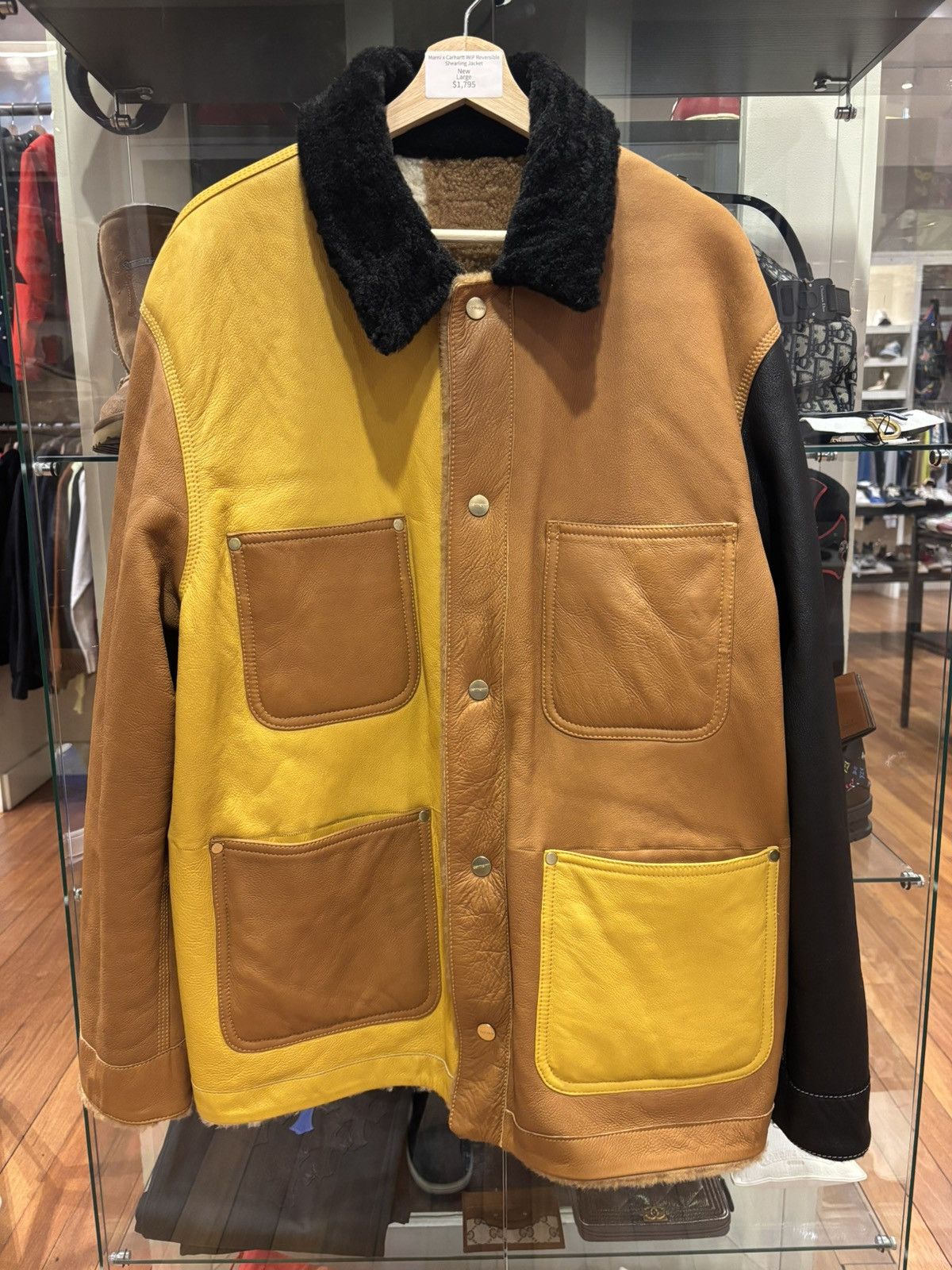 Carhartt Wip × Marni Marni X Carhartt Reversible Leather Sherpa Jacket Size US L / EU 52-54 / 3 - 1 Thumbnail