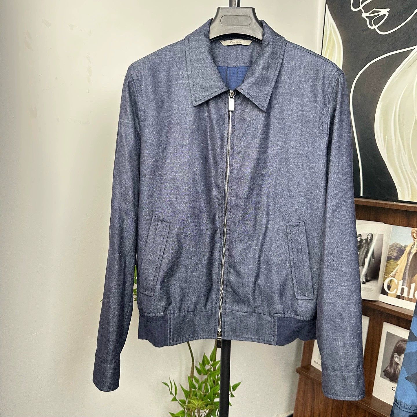 canali wool utility jacket in blue